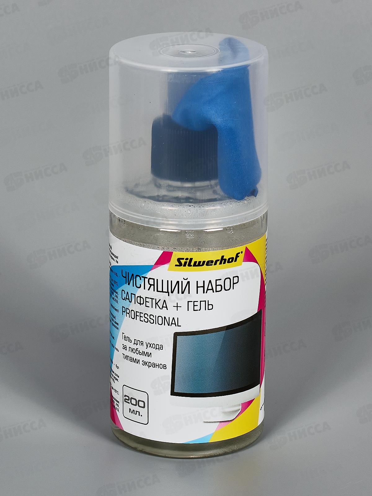 Чистящий набор SILWERHOF (салфетка+гель) для экранов и оптики 200мл 1937811