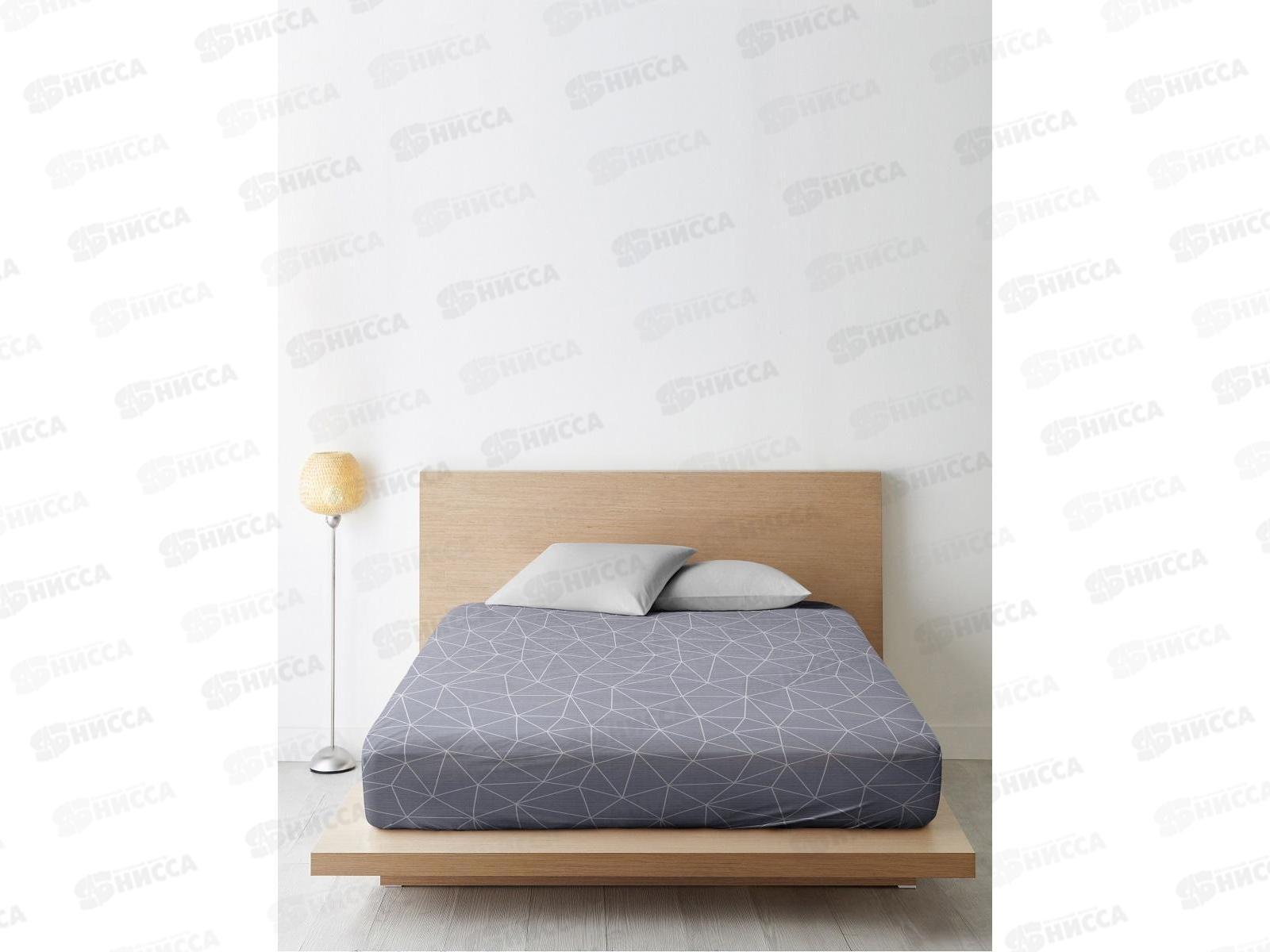 Простыня НН 1,5сп поплин Грань серый 7352-2  215*147