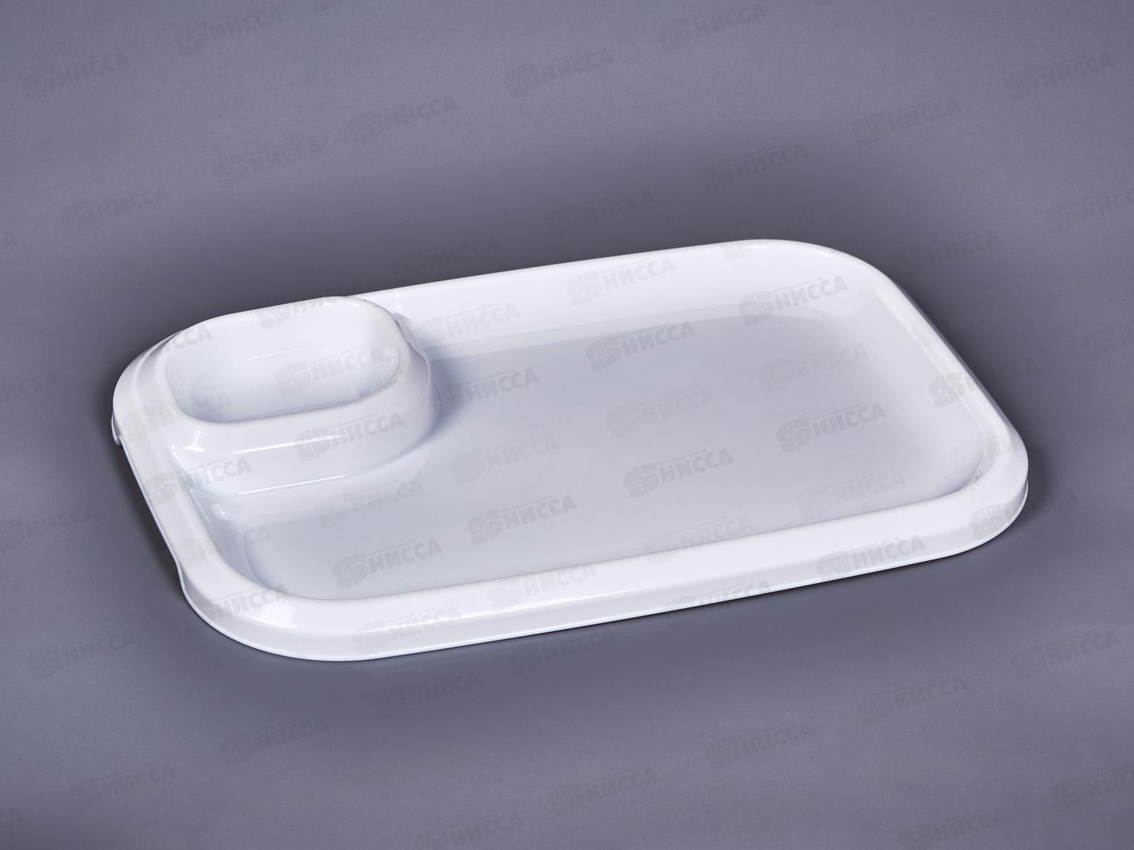 Блюдо для шашлыка с соусницей белое  ИНТ