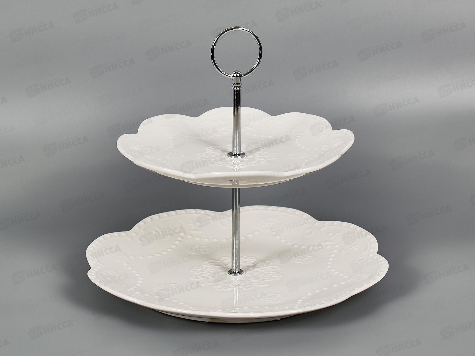 Блюдо 2-х ярусное &quotМаршмеллоу&quot h=23см (фарфор), 0530308  *12