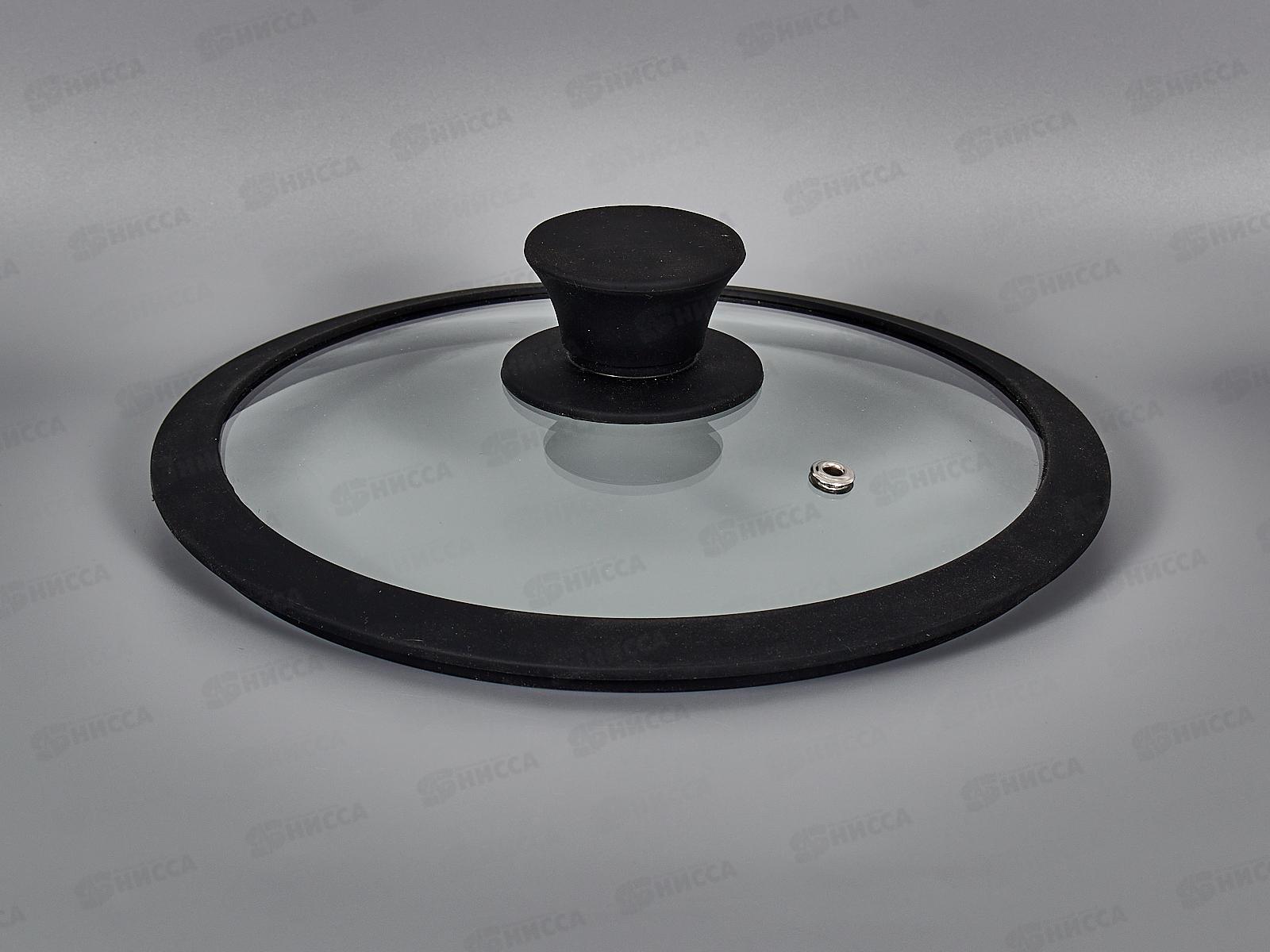 Крышка стеклянная 20см TimA 4820BL с силикон/обод. черная