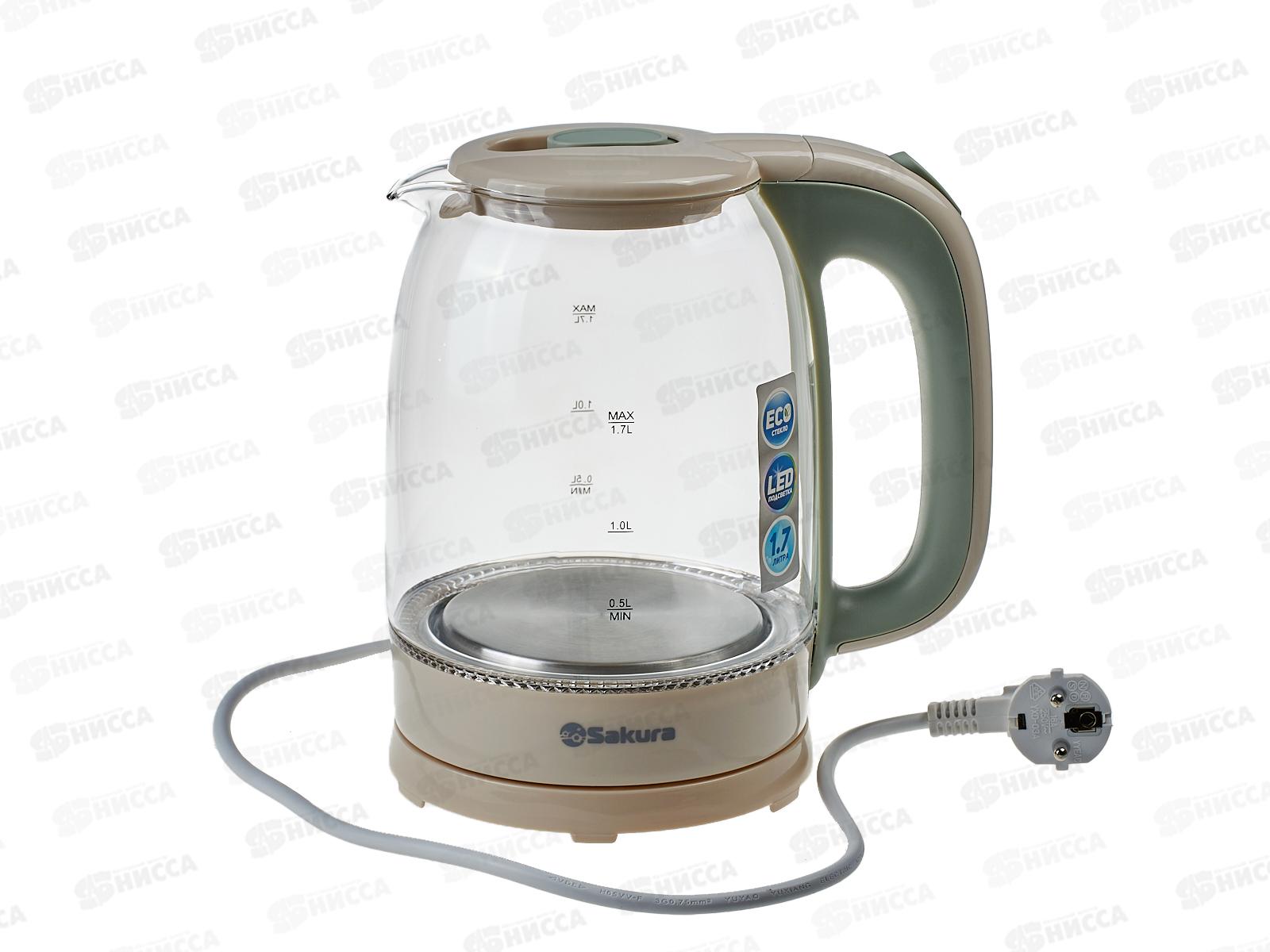 Чайник электрический SA-2740BK 1,7л стекло подсветка