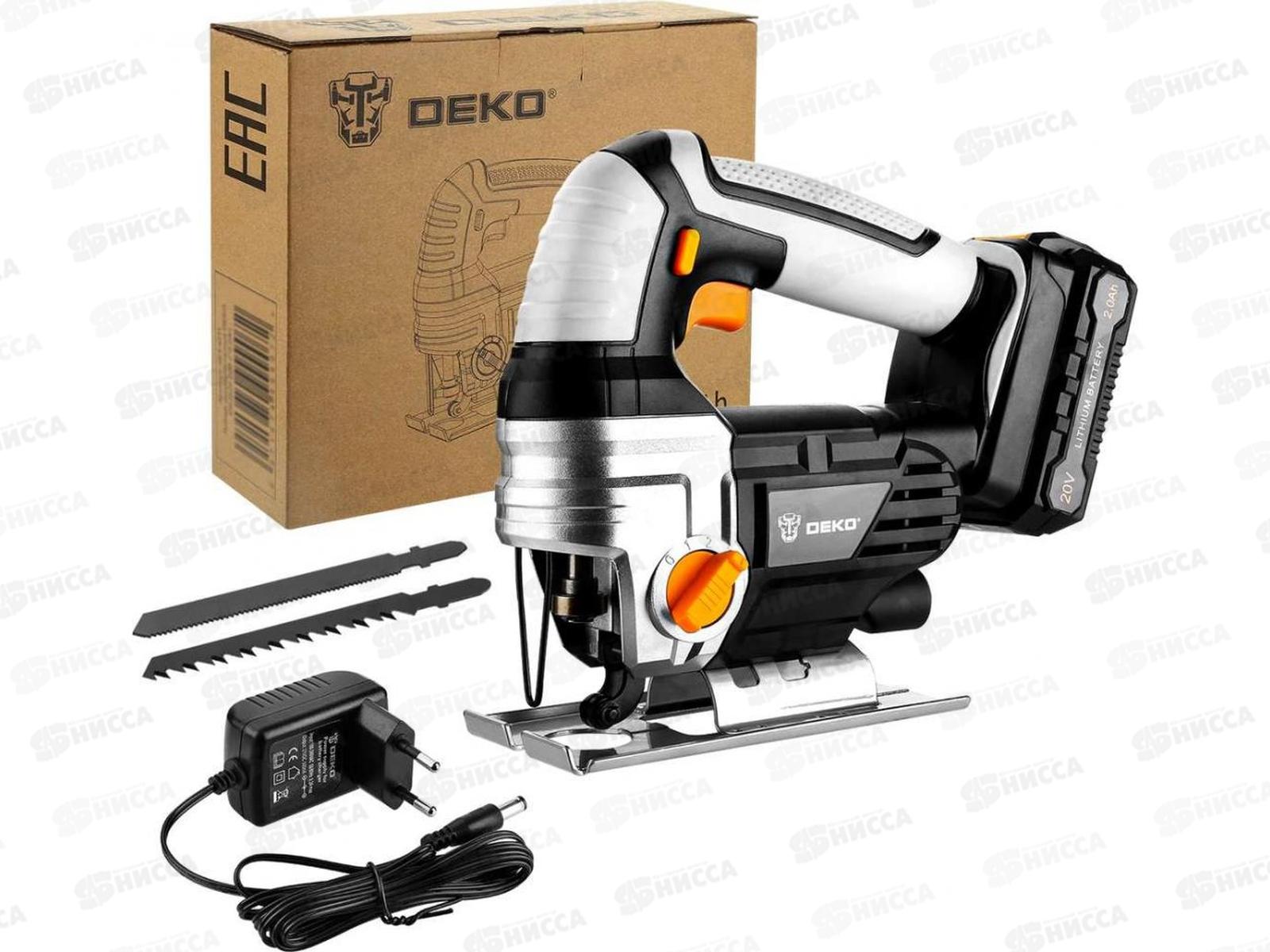 Лобзик аккумуляторный 20В, 0-2400хода/мин, Li-Ion 2Ач, DEKO DKJS20