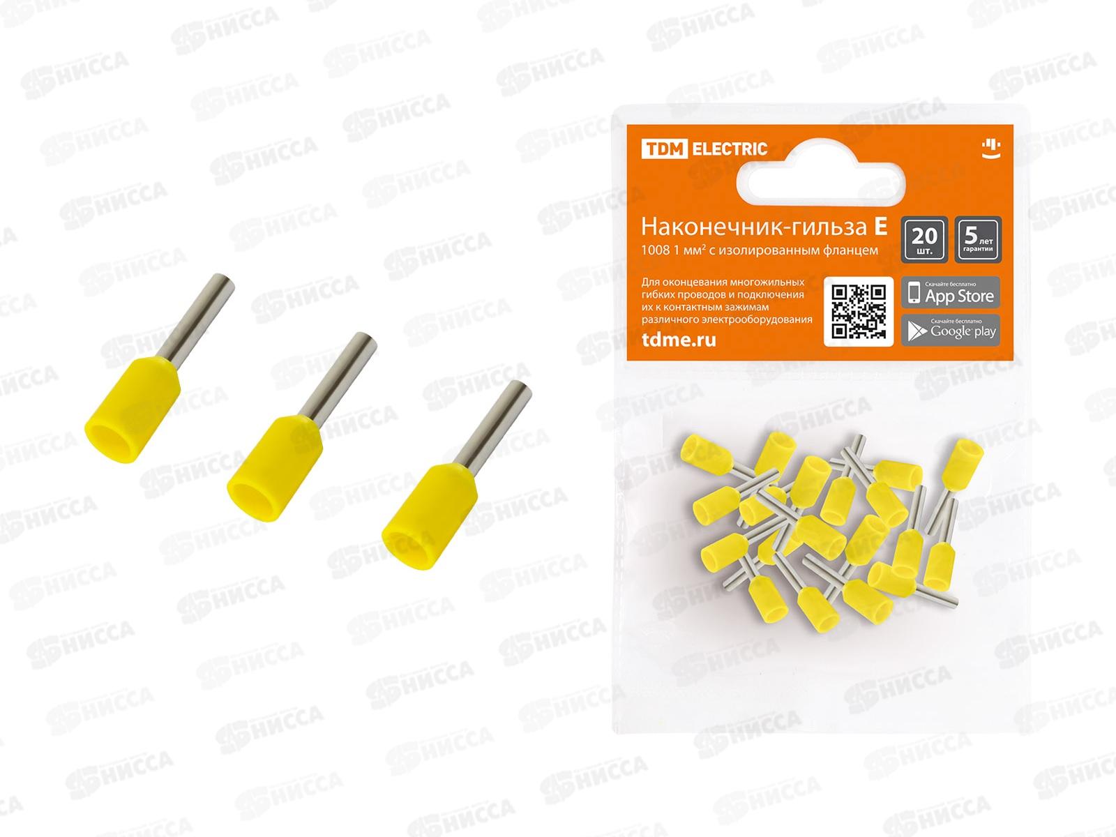 Наконечник-гильза TDM E1008  1мм2 20шт изолир., 0038