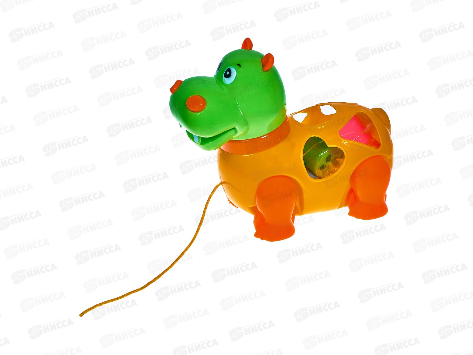 Каталка-сортер №6205 Бегемоша на веревочке, сетка 21,5*12*19см