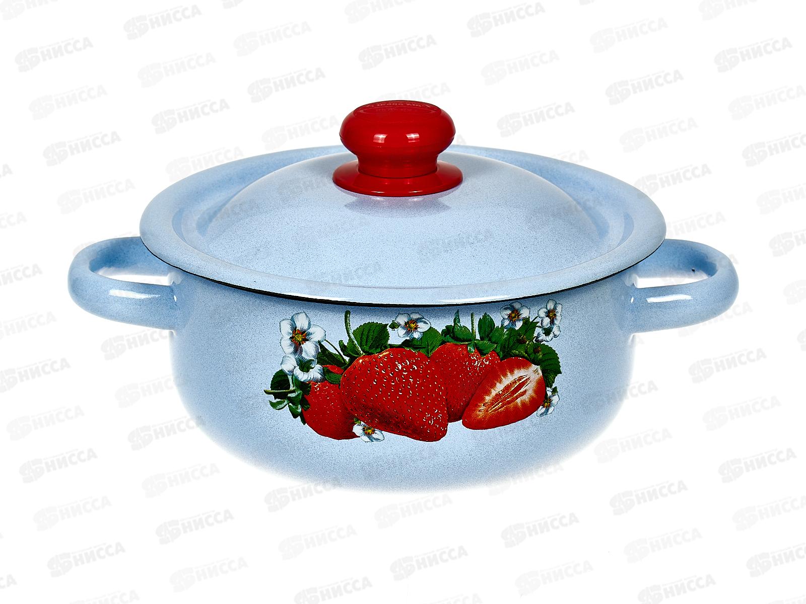 Кастрюля 1,5л цилиндрическая  декорированная серо-голубая с пластиковой кнопкой С1607.3СГ