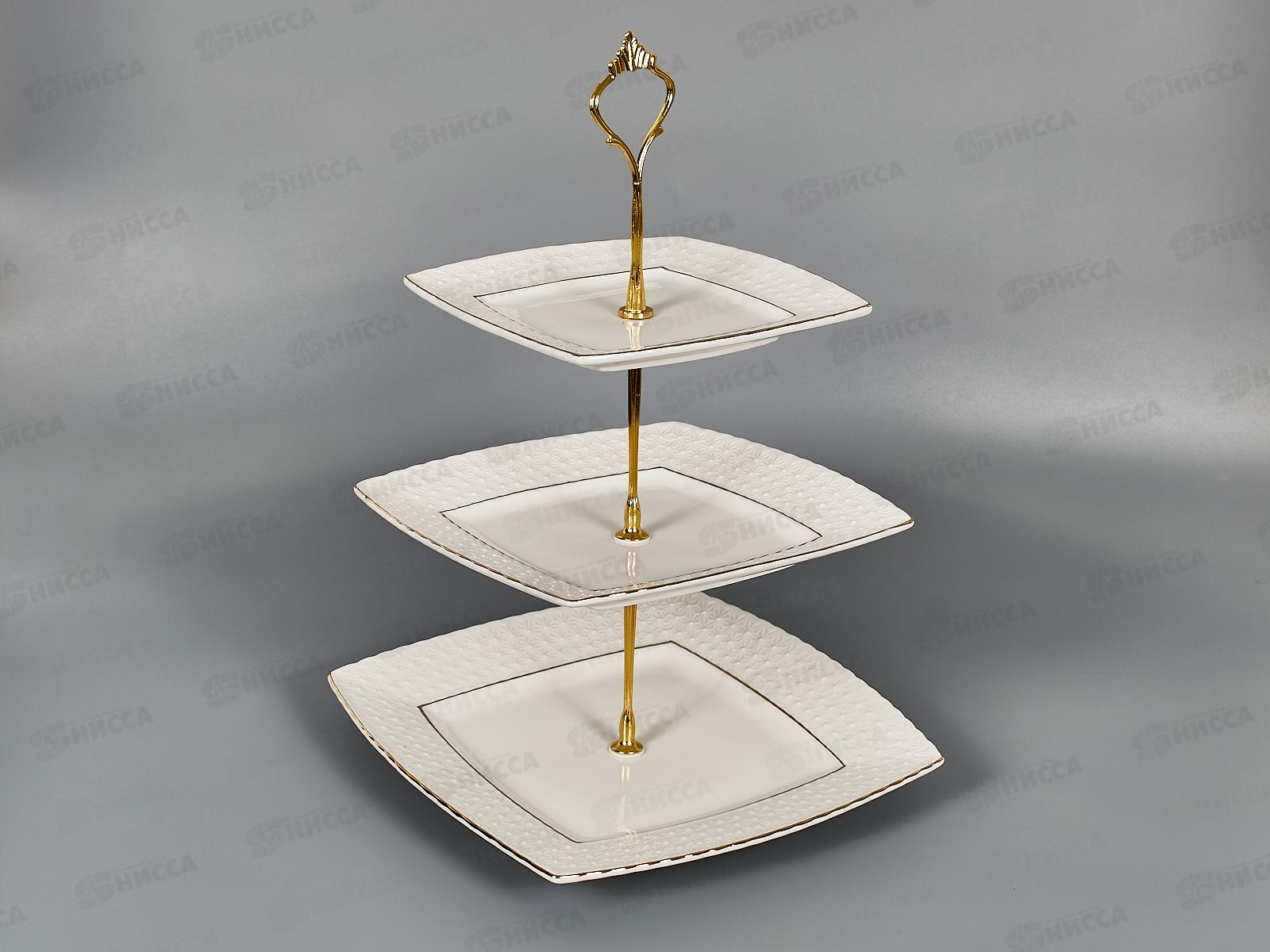 Ваза 3х-ярусная CMB0128-A 16,5-20-25,4см квадрат Снежная королева 749148 *8