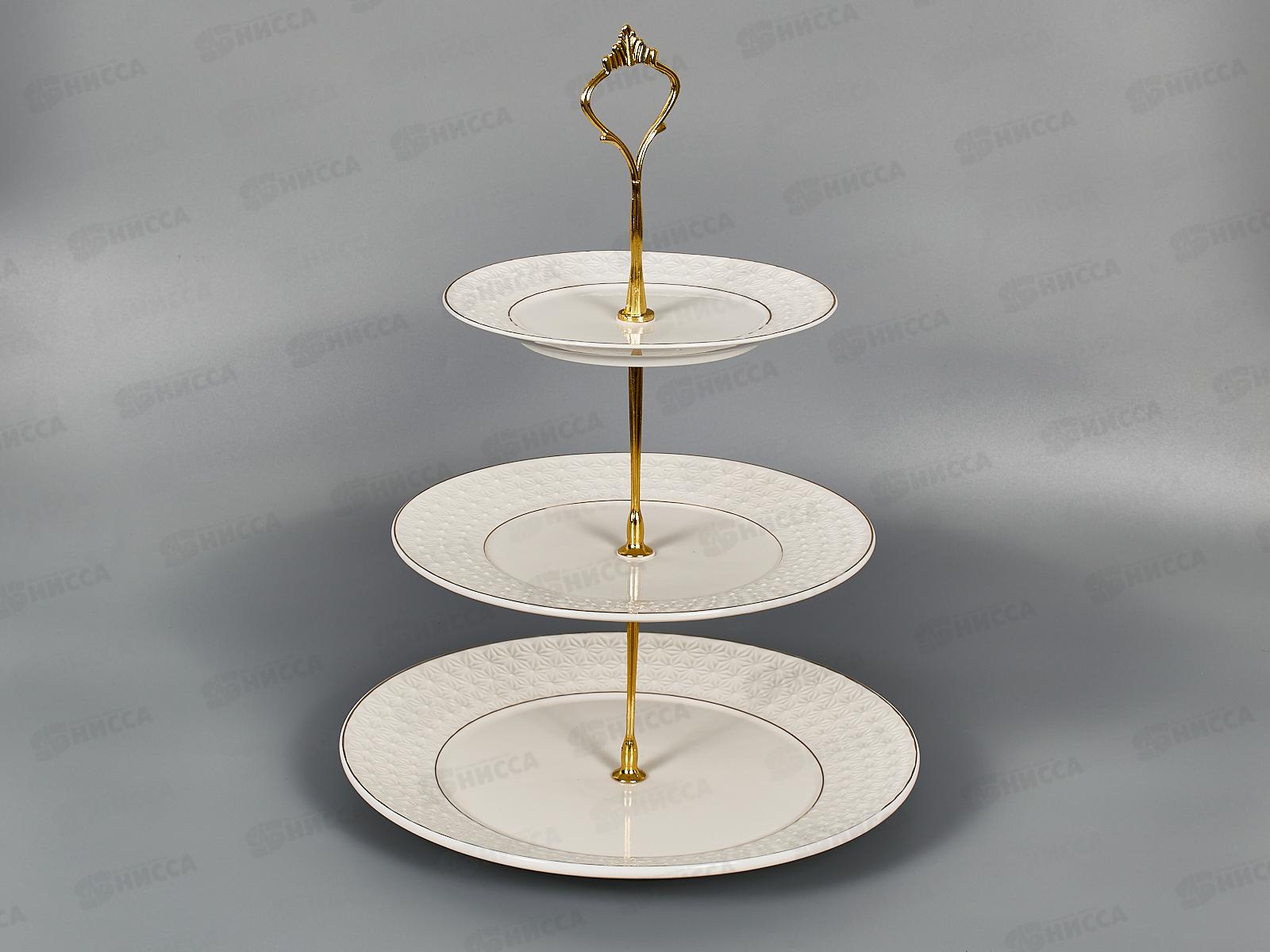 Ваза 3х-ярусная CMB0130-A 16,5-20-25,4см круг Снежная королева 749226 *8