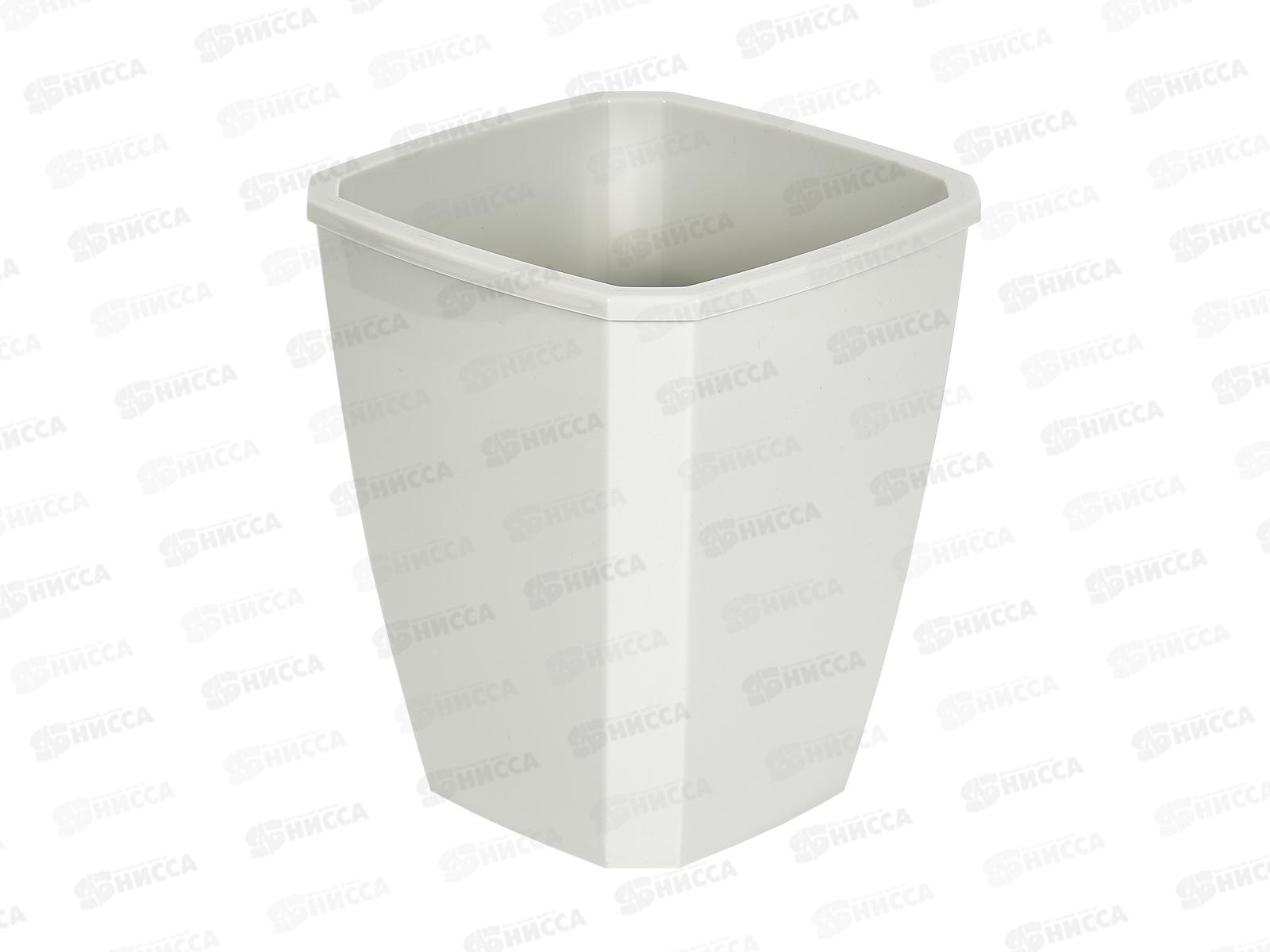 Кашпо Лаунж 2,4л квадратное с дренажной вставкой Светло-серое С371Сер