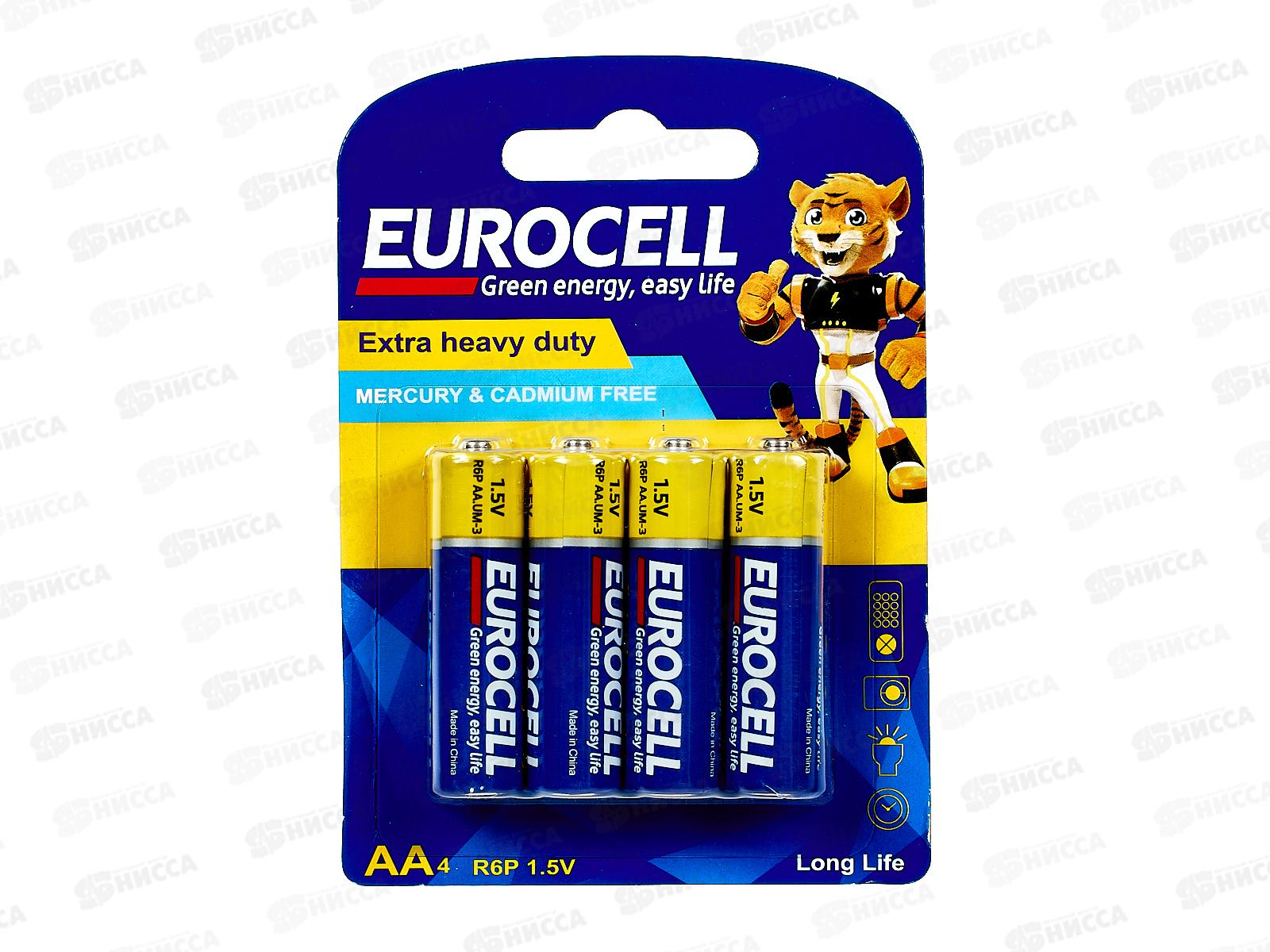 Eurocell батарейки цинк-углеродные AA 4шт 0239 *12/192