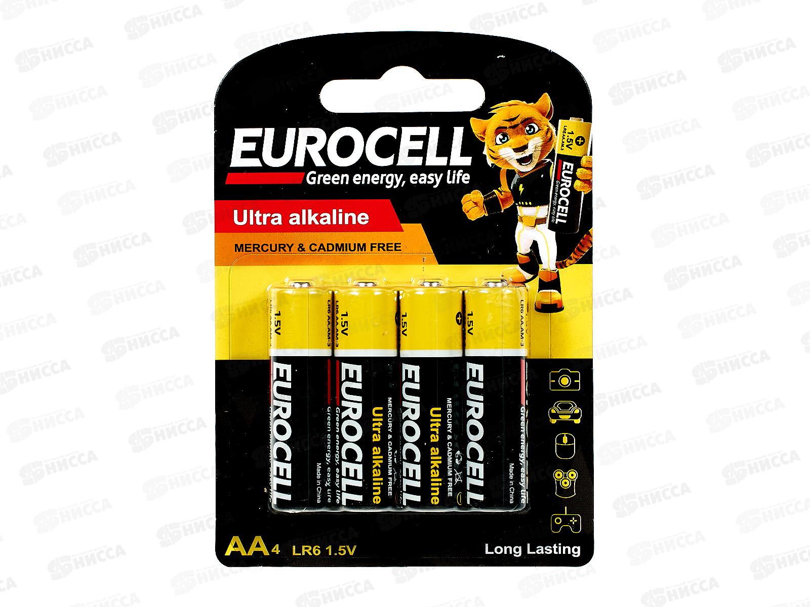 Батарейки Eurocell алкалиновые AA 4шт 0116 *12/216