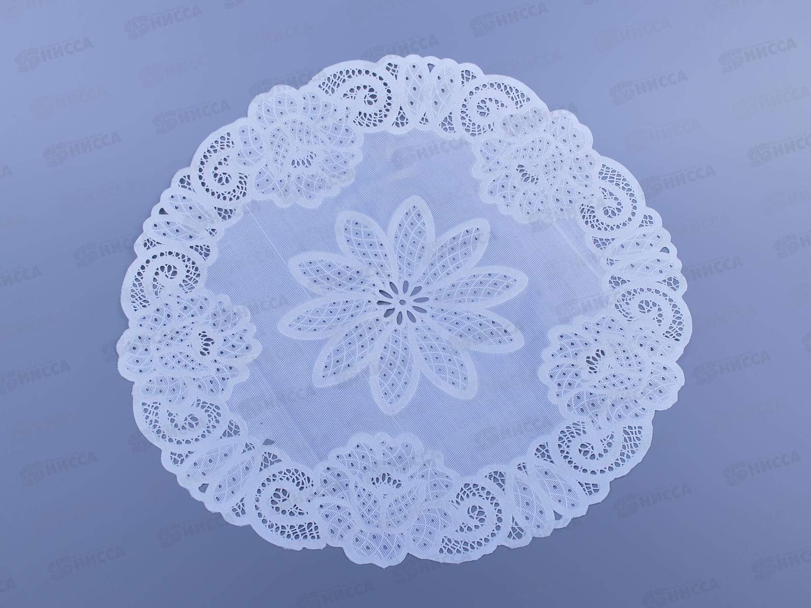 Салфетка ажурная GRACE Лейс 38*38 LO-1008U белая круг 93403 *12