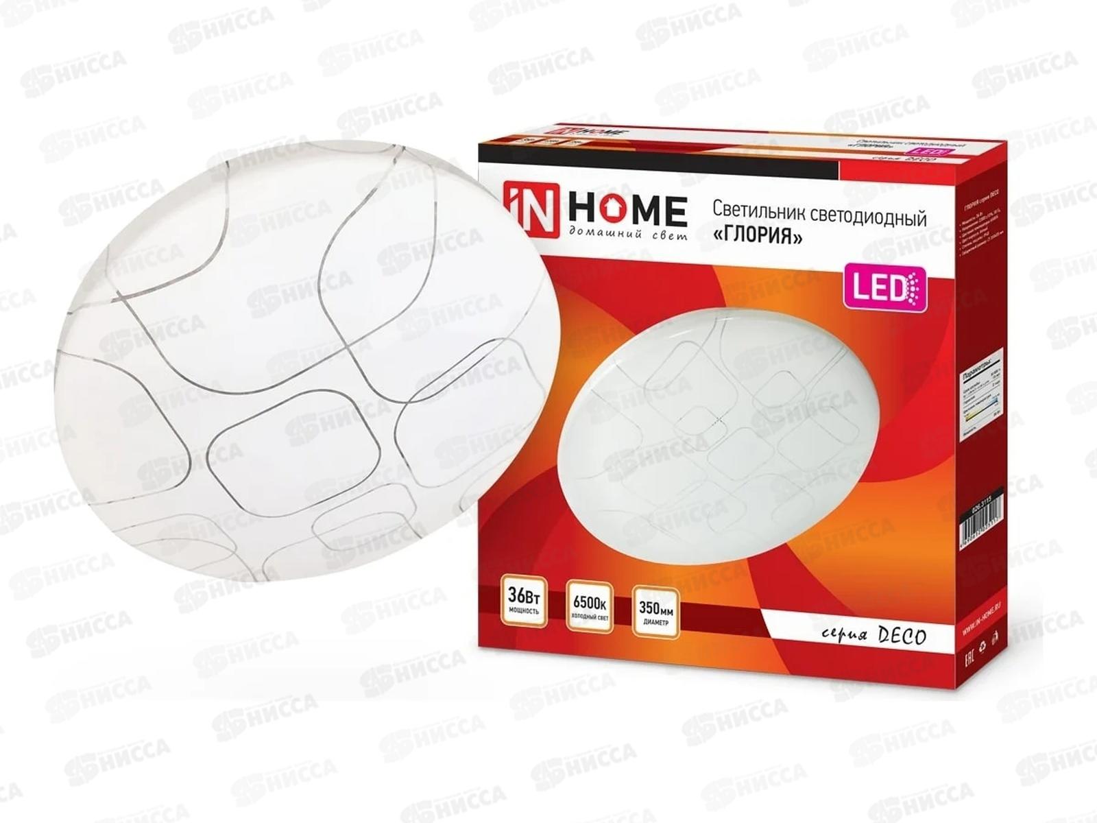 Светильник светодиодный inHOME DECO ГЛОРИЯ 36Вт 6500К 380*55мм  *10