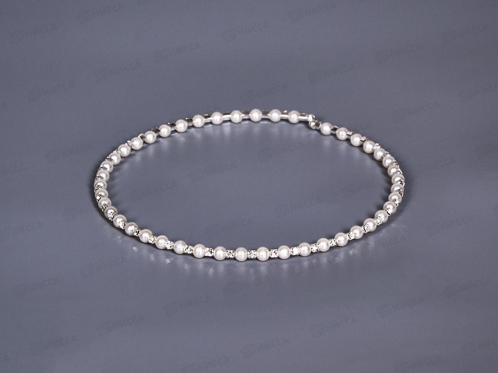 Колье круглое жемчуг,стразы №1803