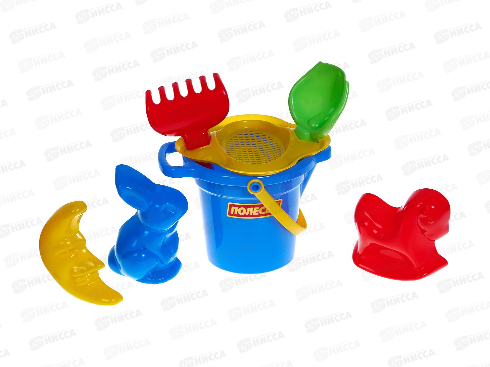 Набор песочный №140, 2883 (ведро мал.+ситечко+совок+граб.+фор.)  *28