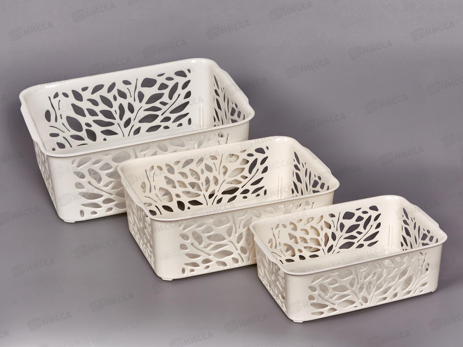 Набор корзин 3шт Leaves молочный С44803 *10