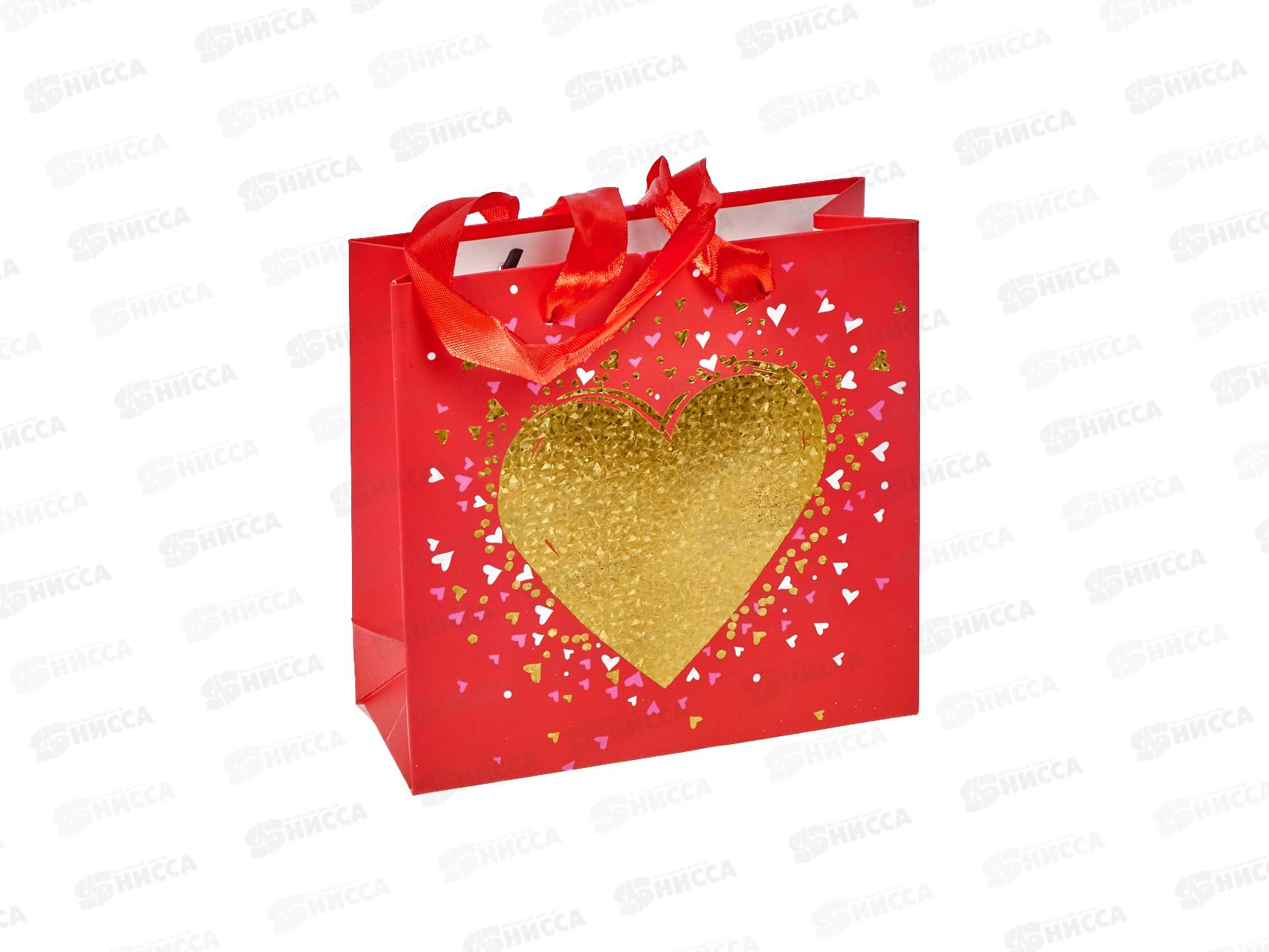 Пакет бумажный люкс 14,5*15 Сердце Р825-7 *12