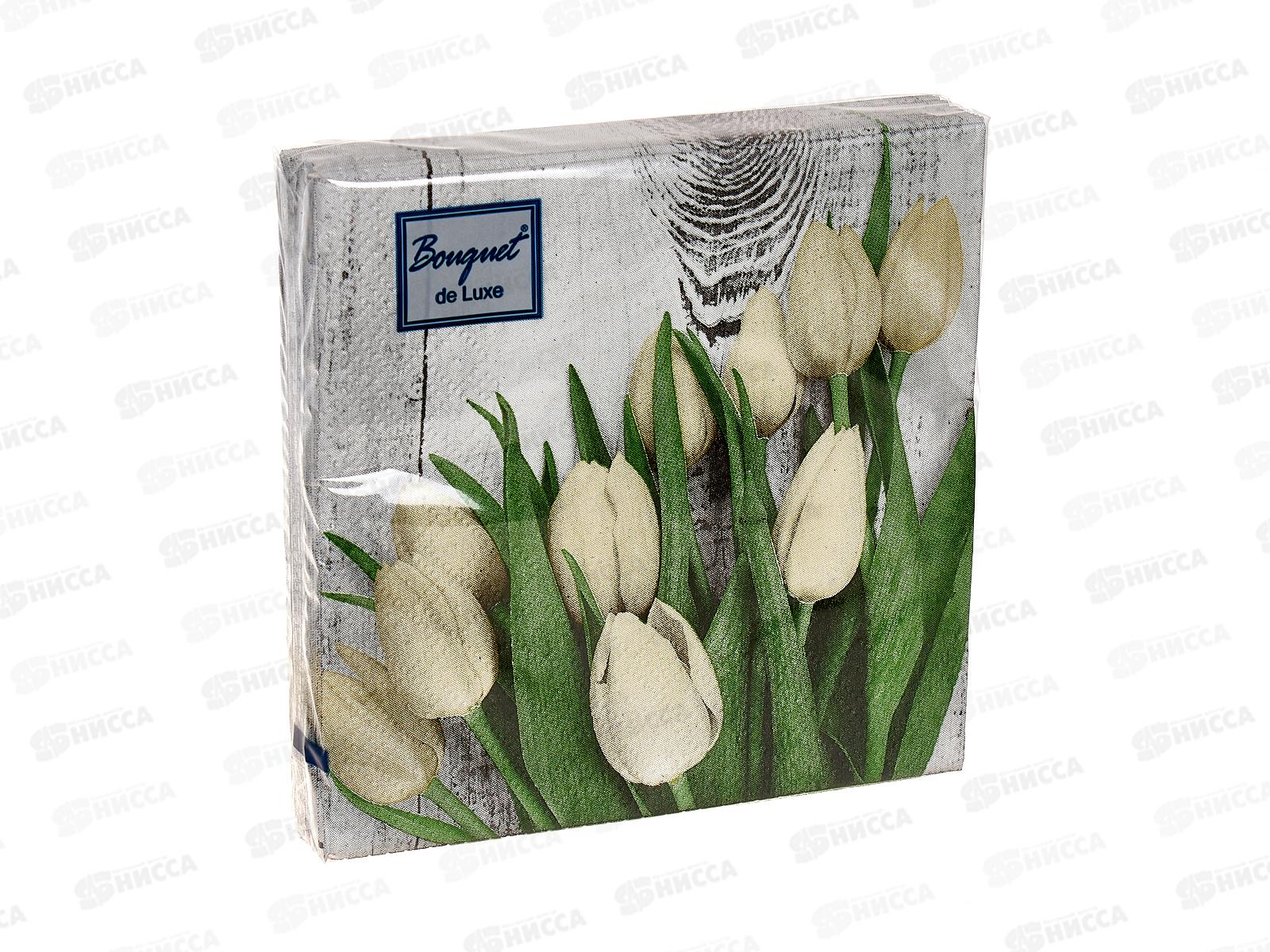 Салфетки 3 слойные 25 листов 24*24 Bouquet de Luxe Белые тюльпаны,57299*15