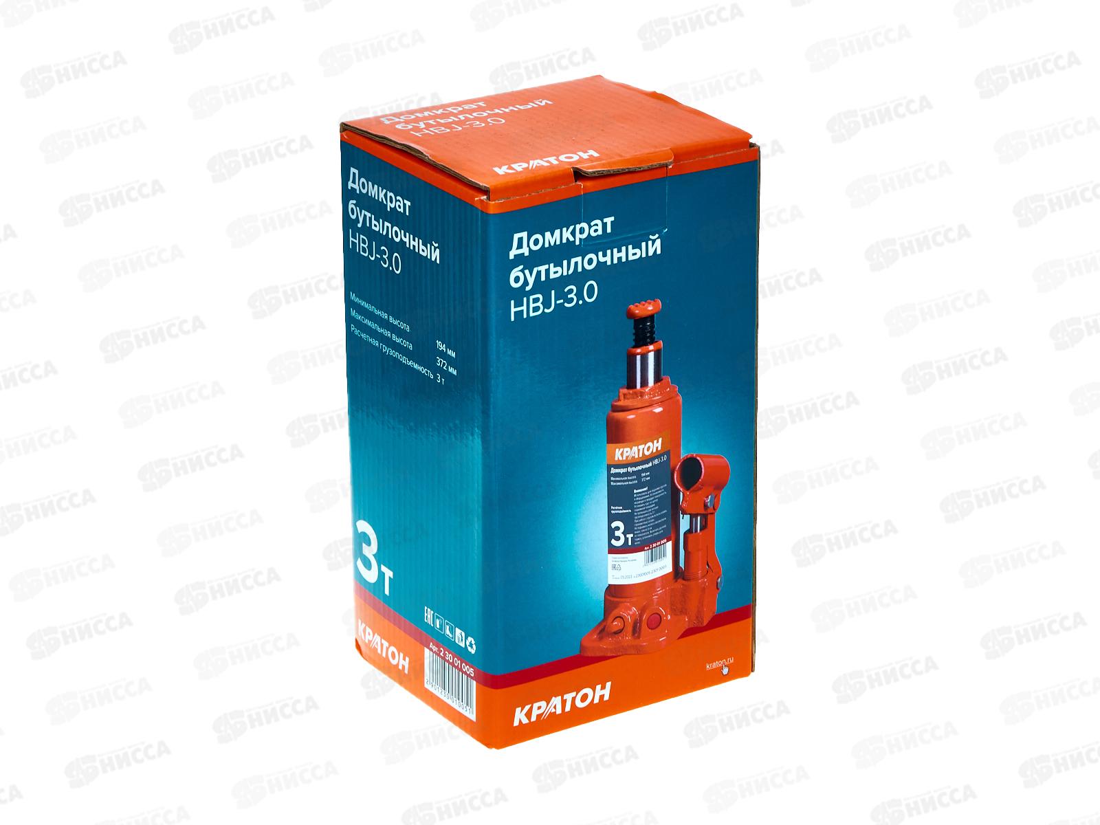 Домкрат гидравлический бутылочный 3,0т Кратон HBJ-3,0 005