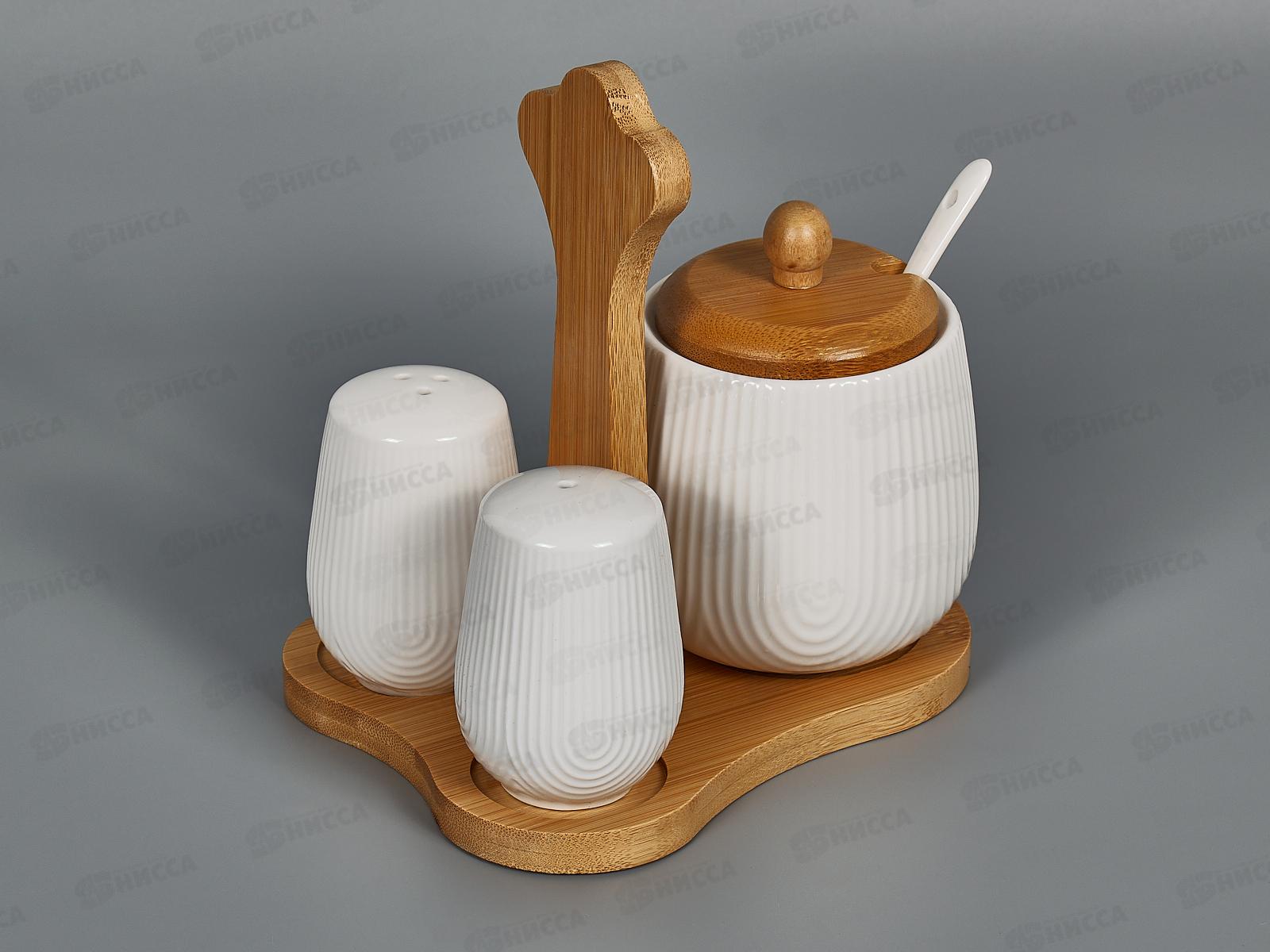 Набор для специй 2предмета Naturel, (сахарница с ложкой) на бамбук. подставке п/у 2630300 *24