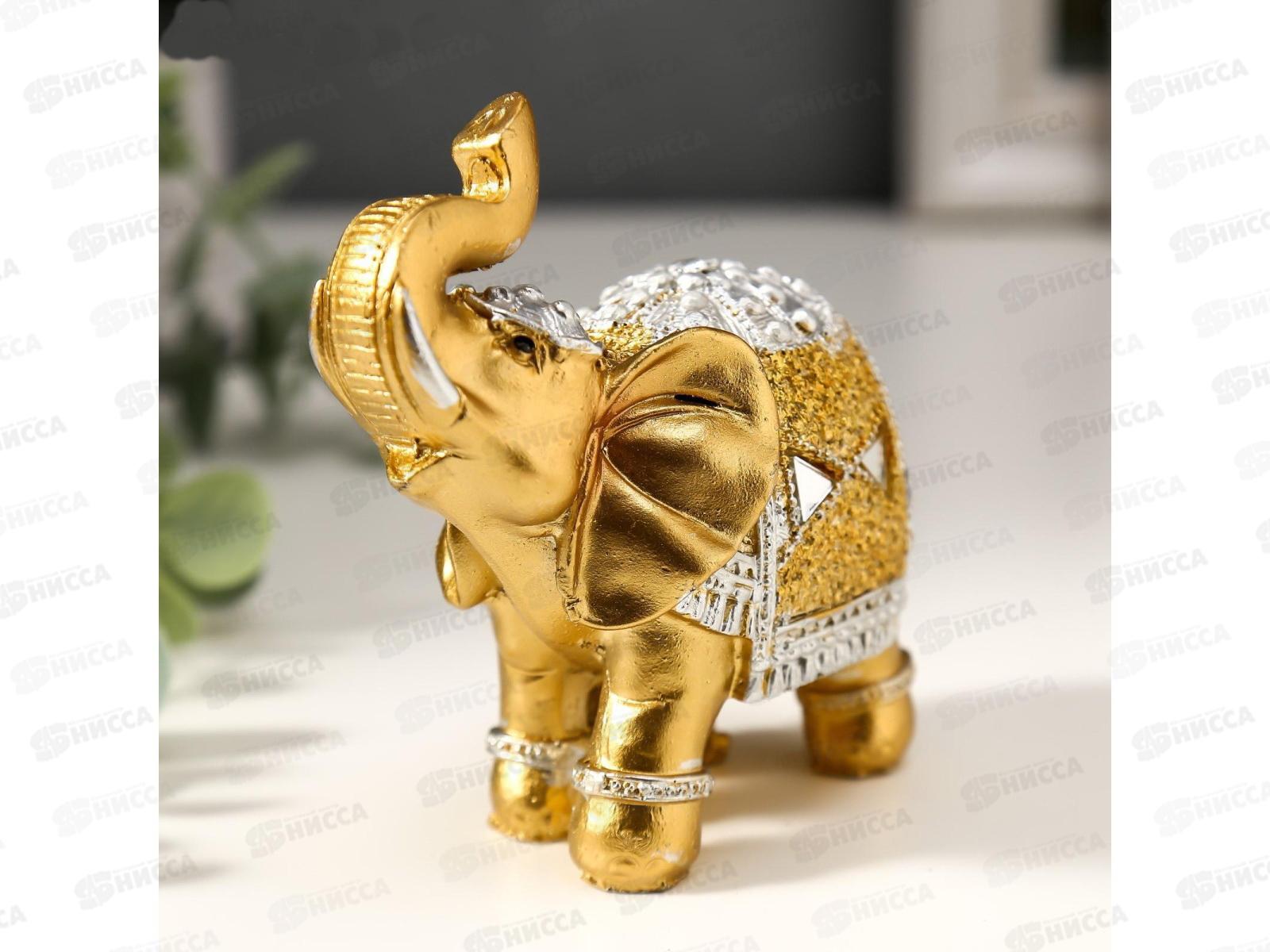 Сувенир "Золотой  слон в попоне" 10*11*4,2см 2336480