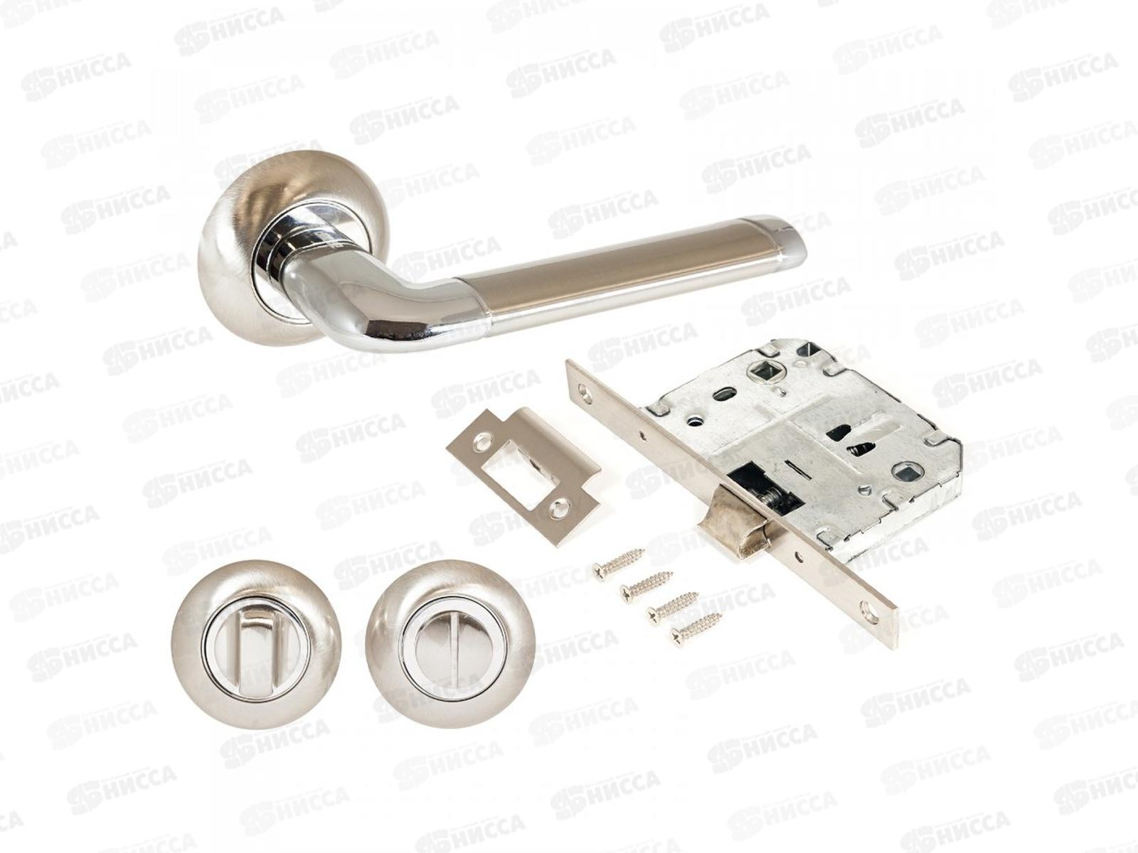 Ручки для дверей Аллюр ПОЛО SN/CP+L7050S SN+BK+R1 SN никель+хром (комплект) 663