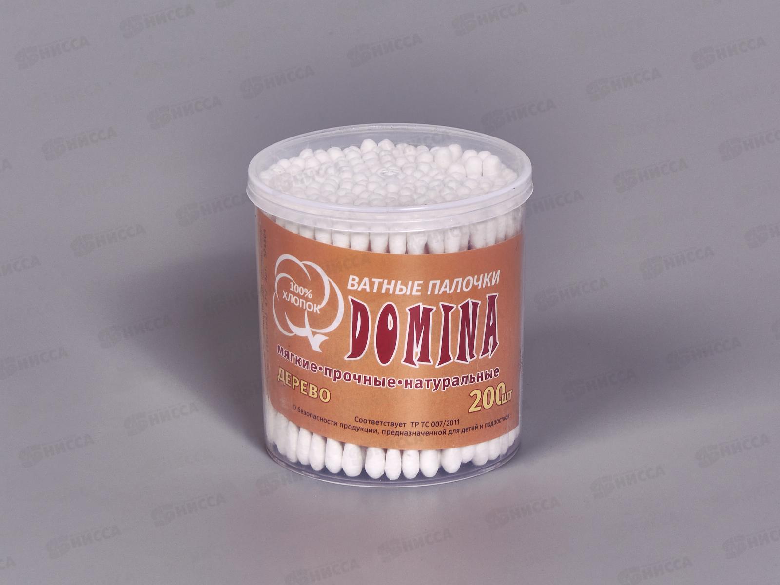 Ватные палочки Domina дерево круглая банка 200шт 190-195 47-2 *6