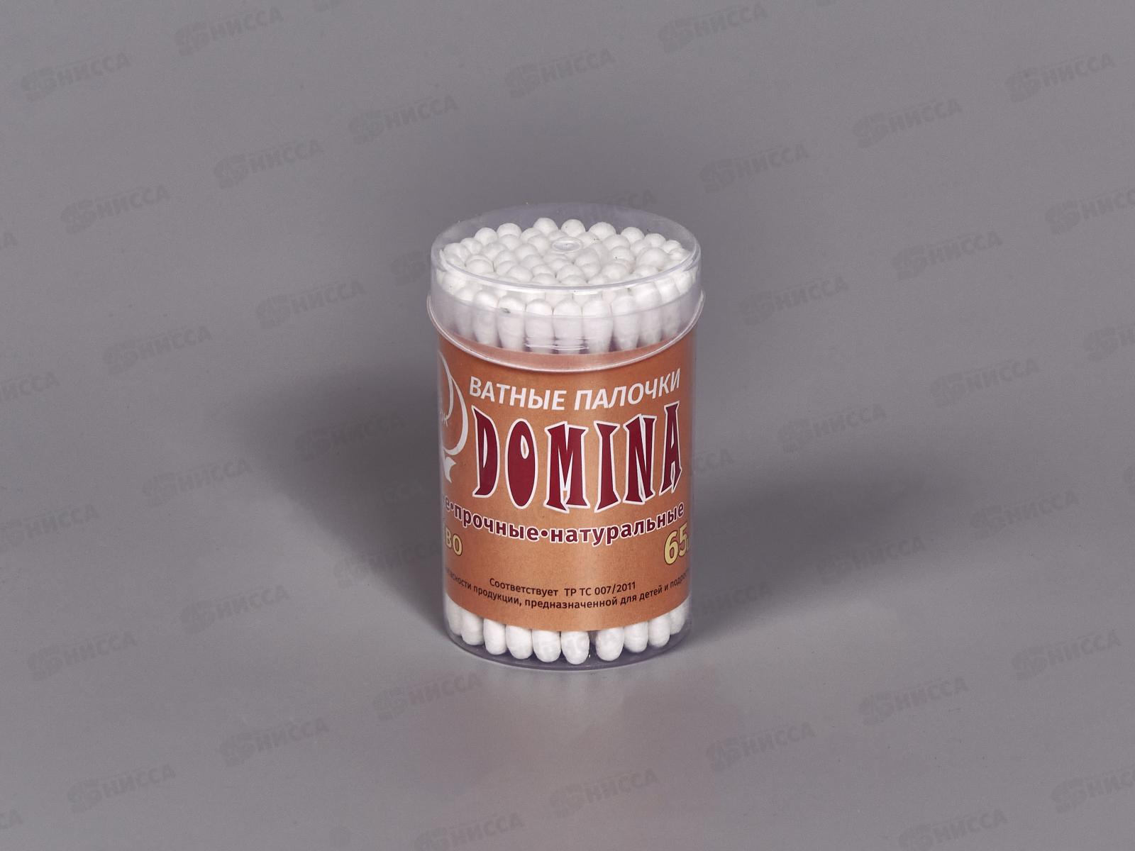 Ватные палочки Domina дерево круглая банка 65шт  57-1 *12