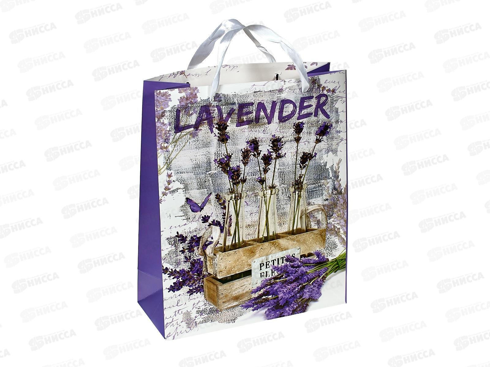 Пакет подарочный бумажный, 26*32*11,5см Лаванда,асс МС-5634 *20