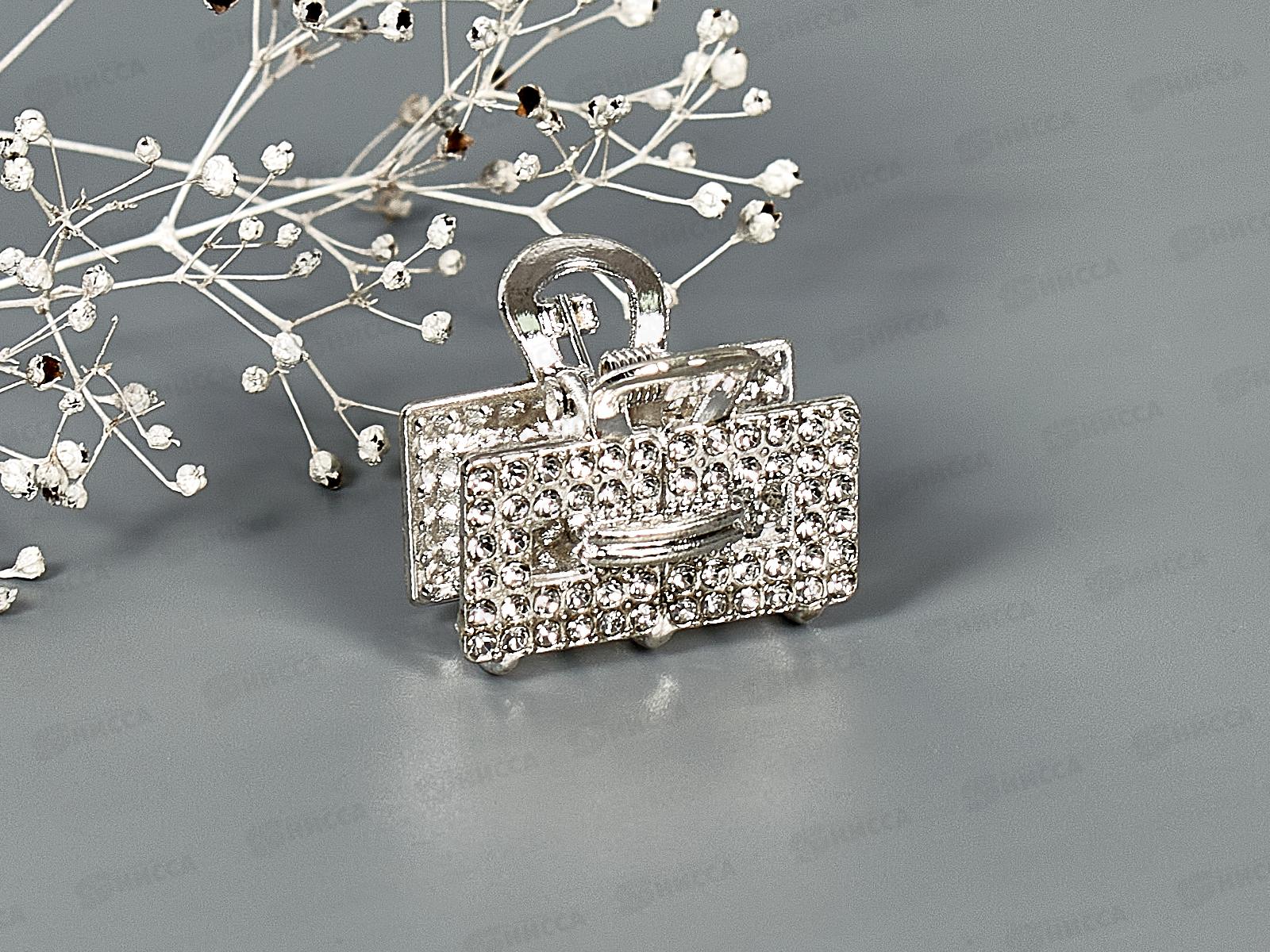 Крабик металлический 30мм стразы,жемчуг №8551 в ассортименте