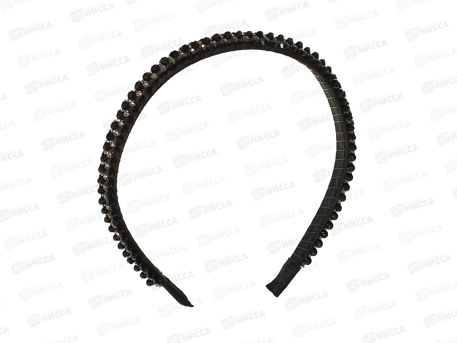 Ободок пластиковый черный стразы,камень 5 рядов №8538