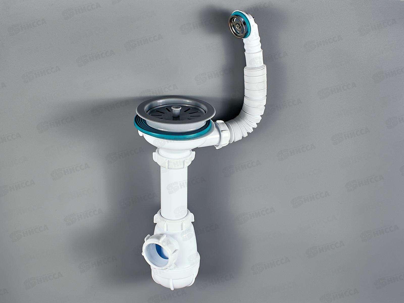 Сифон для мойки 3 1/2" х 40 с пластиковой решеткой с круглим переливом, PB0142-29-MR *29