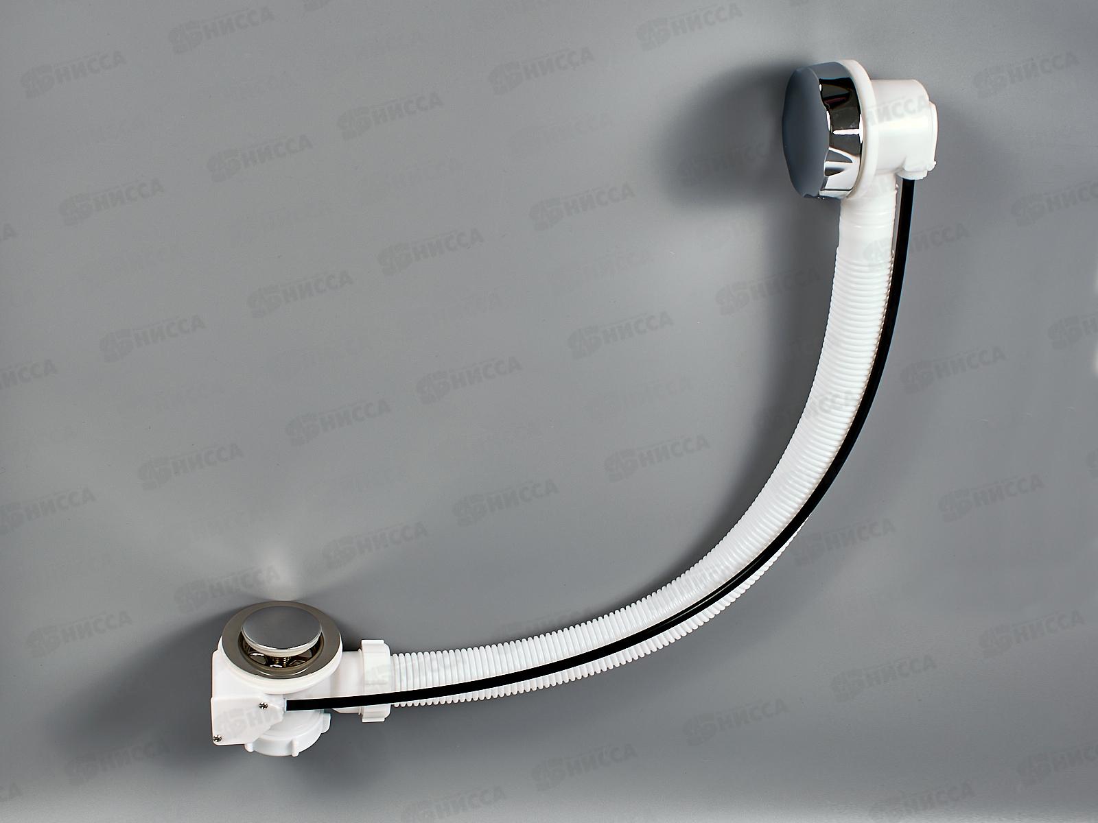 Выпуск 1 1/2" для ванны с металлической решеткой с переливом, с металлической ручкой, полуавтомат, NV401-30-MR *30