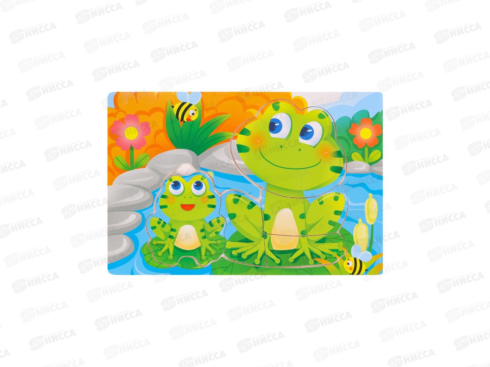 Пазлы-рамка деревянная. 22х15 Лягушки на озере, ИД-0140