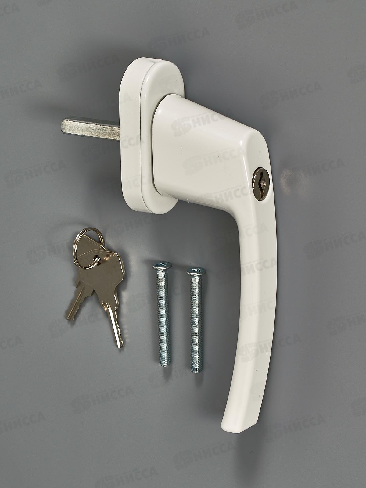 Ручка для пластиковых окон белая с ключом+кнопка штифт 37мм