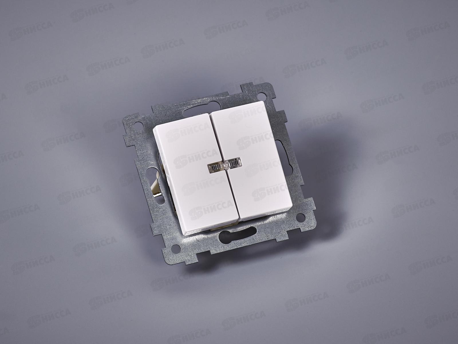 Выключатель механизм "Аксиома" 2-клавиши скрытой установки со светоиндикацией, С510-450 *54