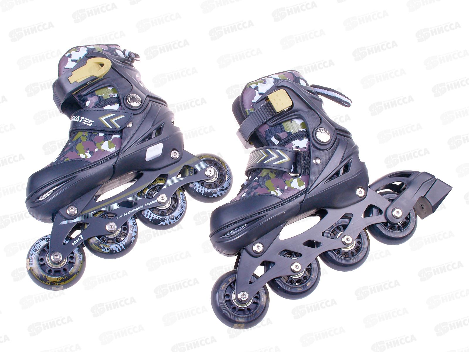 Ролики раздвижные р.29-33 (черно-зеленые), свет, 2019-875 (УЦ) порвана упаковка *6