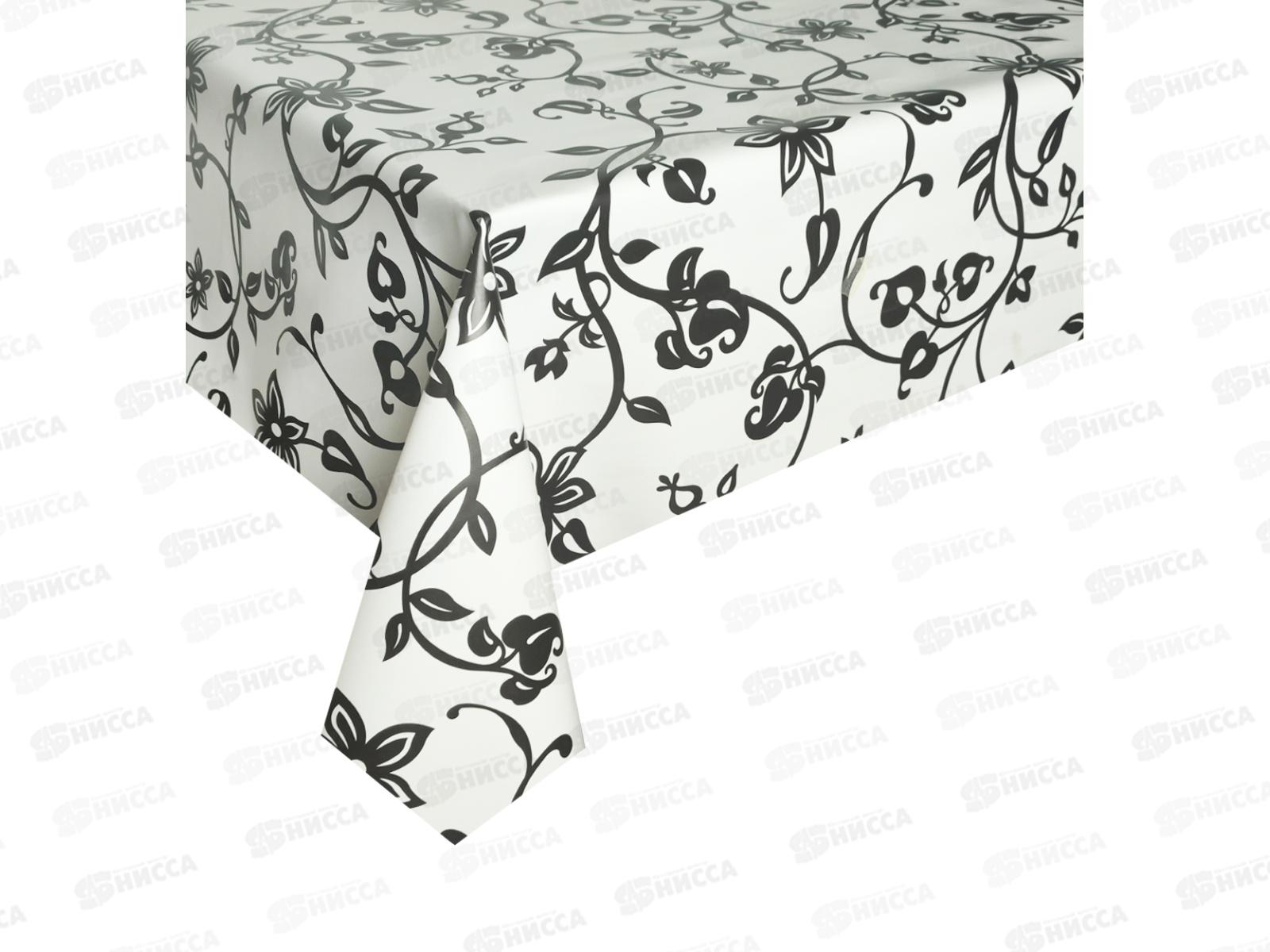 Клеенка на нетканой основе ДЕКОРАМА 1,4*20м 117А цветы черные на белом
