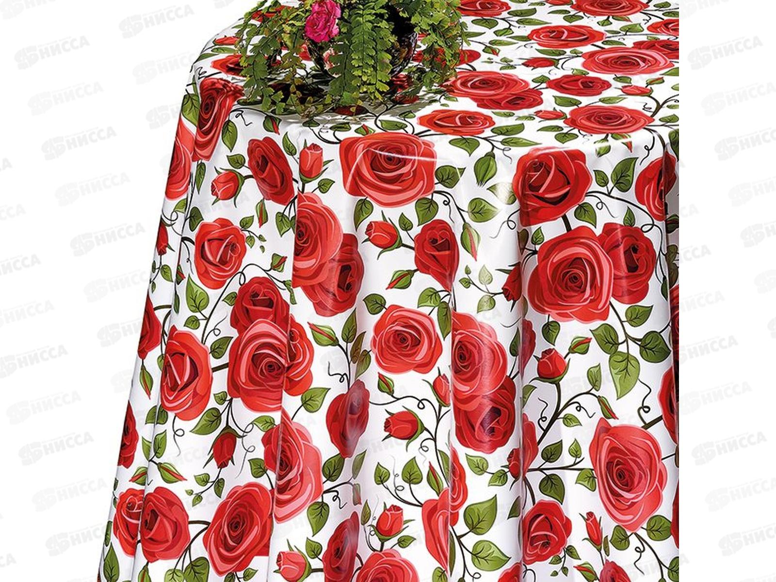 Клеенка на нетканой основе ДЕКОРАМА 1,4*20м 138А розы красные на белом