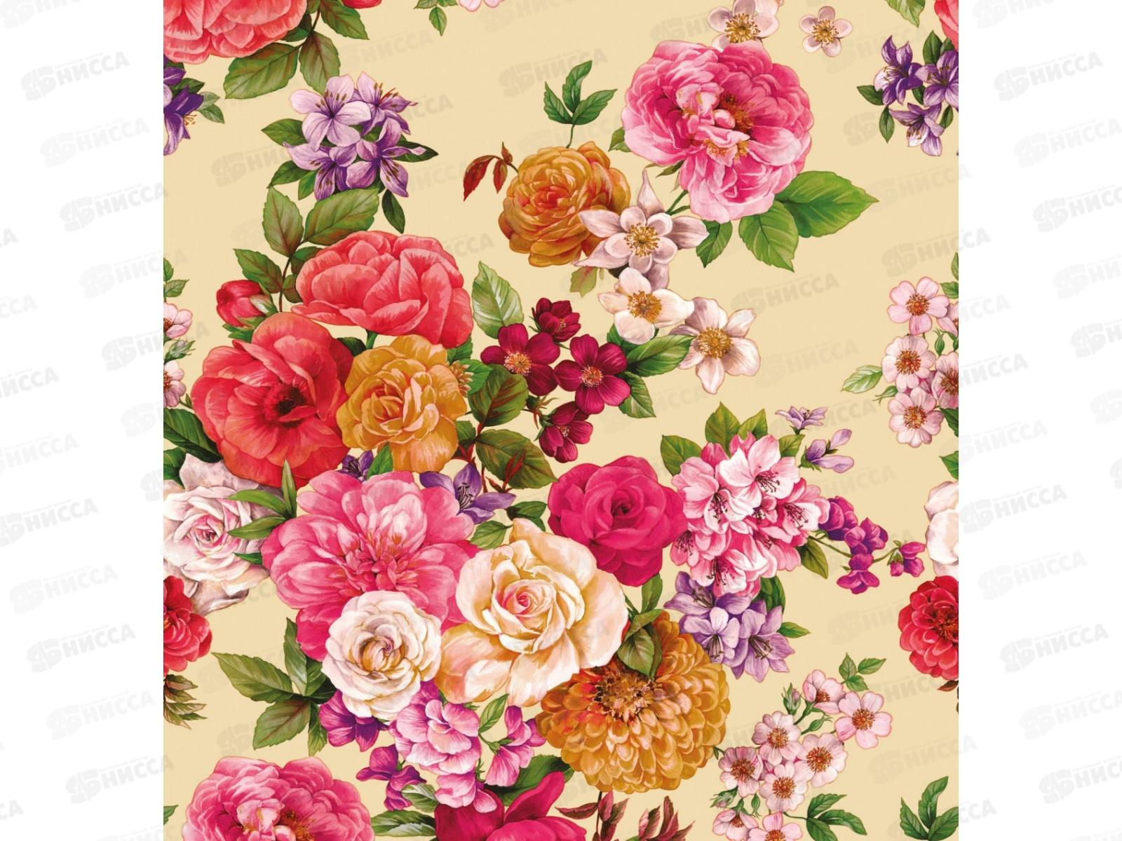 Клеенка на нетканой основе ДЕКОРАМА 1,4*20м 246В цветы на беж