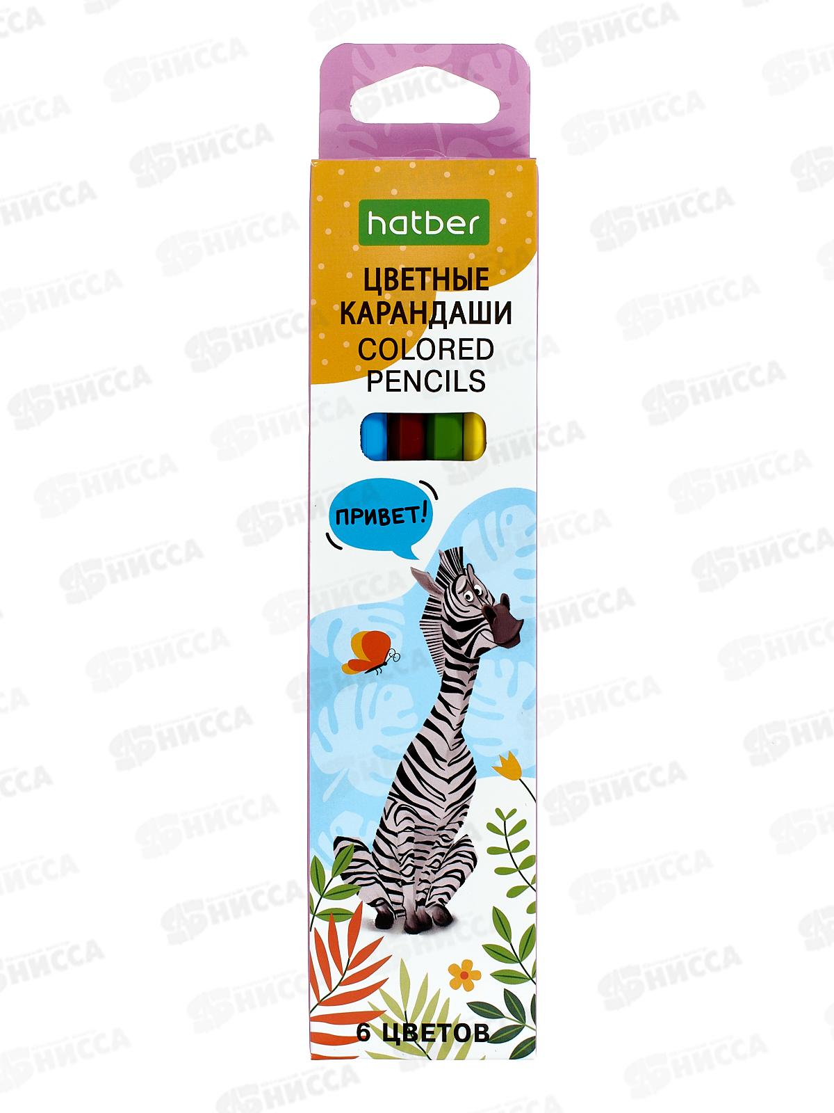 Карандаши 6 цветов Hatber zoo,084390*24