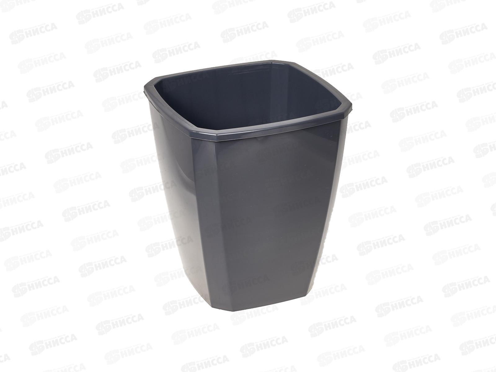 Кашпо Лаунж 4/2,8л квадратное с дренаж вставкой Чернил-серое С372Чсер