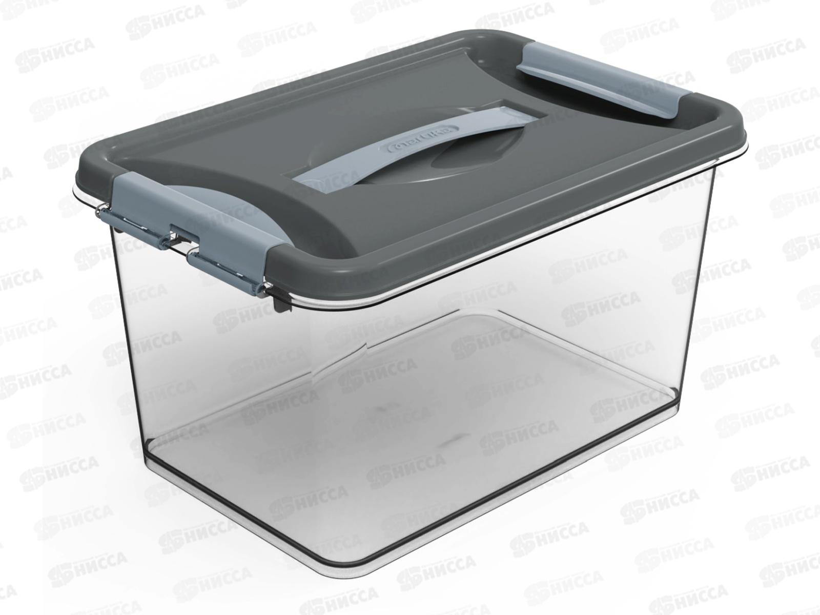 Контейнер Клик 8л с защелками и ручкой Темно-серый С273ТСер