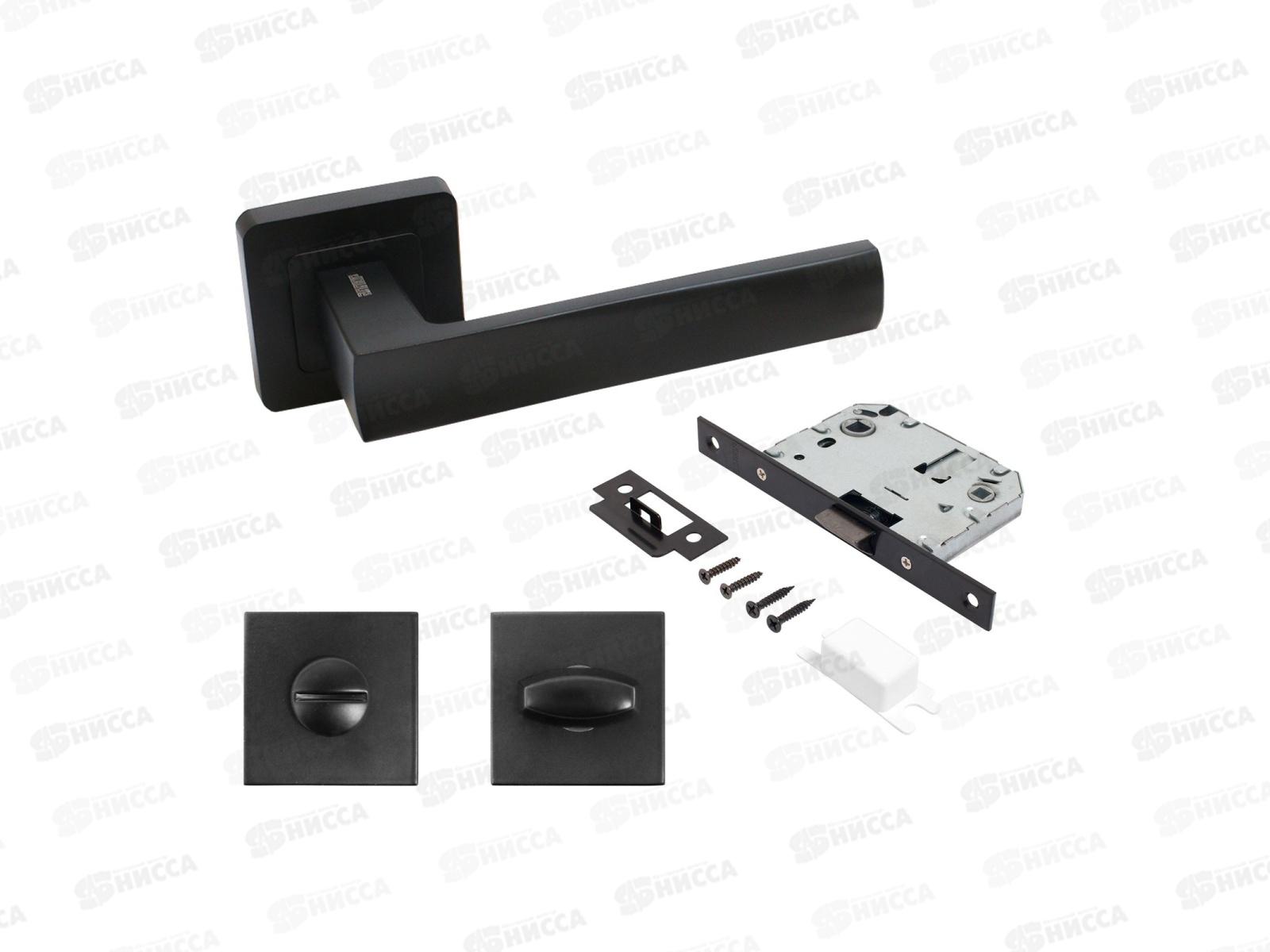 Ручки для дверей Аллюр Коломбо BL+L7050S матовый черный комплект *20 203