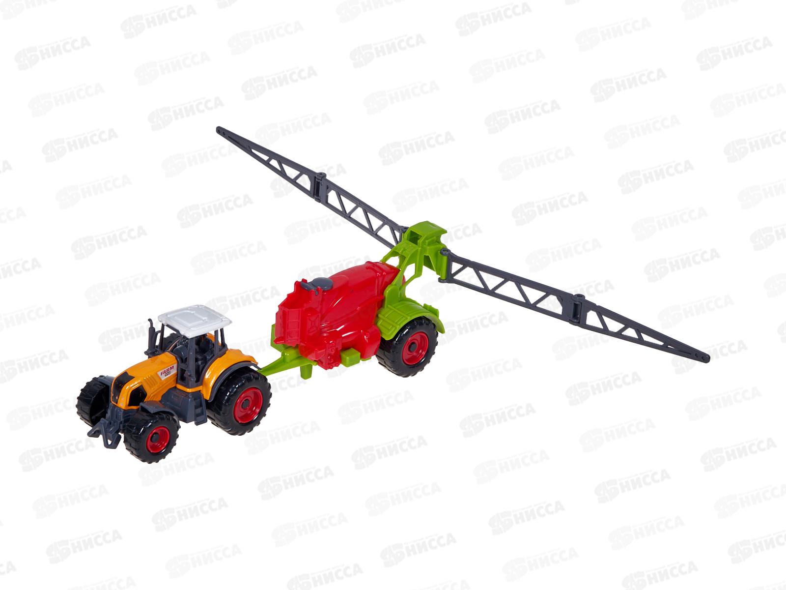 Машина "ТЕХНОПАРК" металлическая Трактор с прицепом 22см, 90222-2, 372220