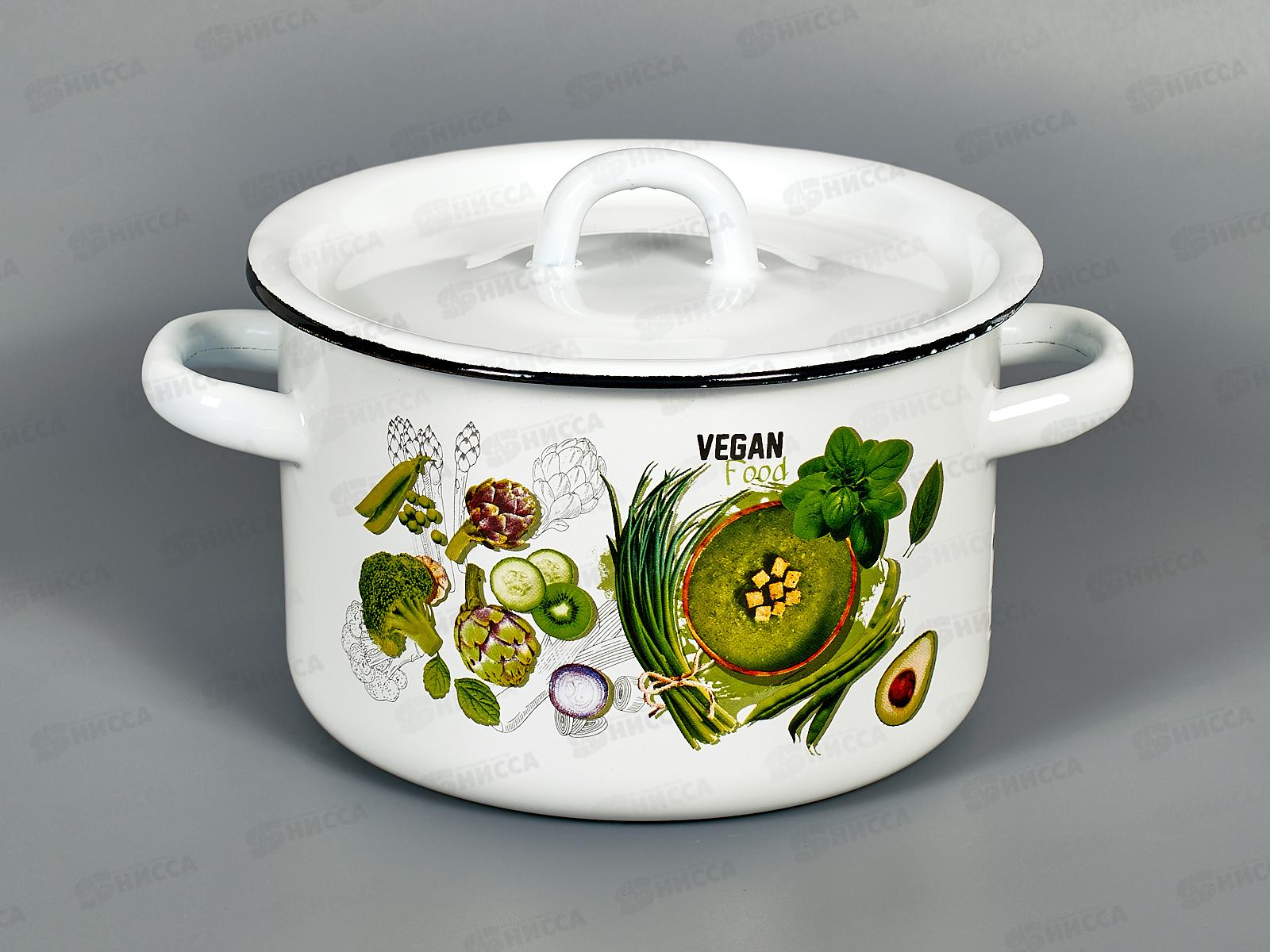 Кастрюля 2,0л эмалированная с рисунком 01-1610/4 Веган *8
