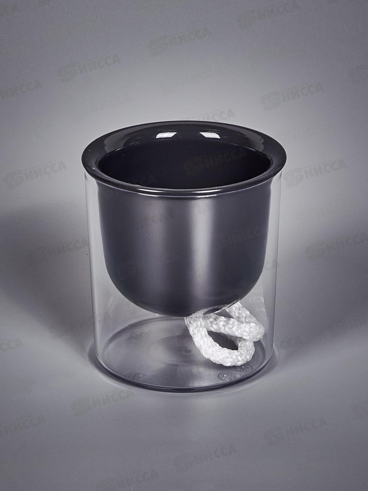 Кашпо ГРЕВИ D95мм Н105мм 0,28л фитильный полив Графит М3130 *12