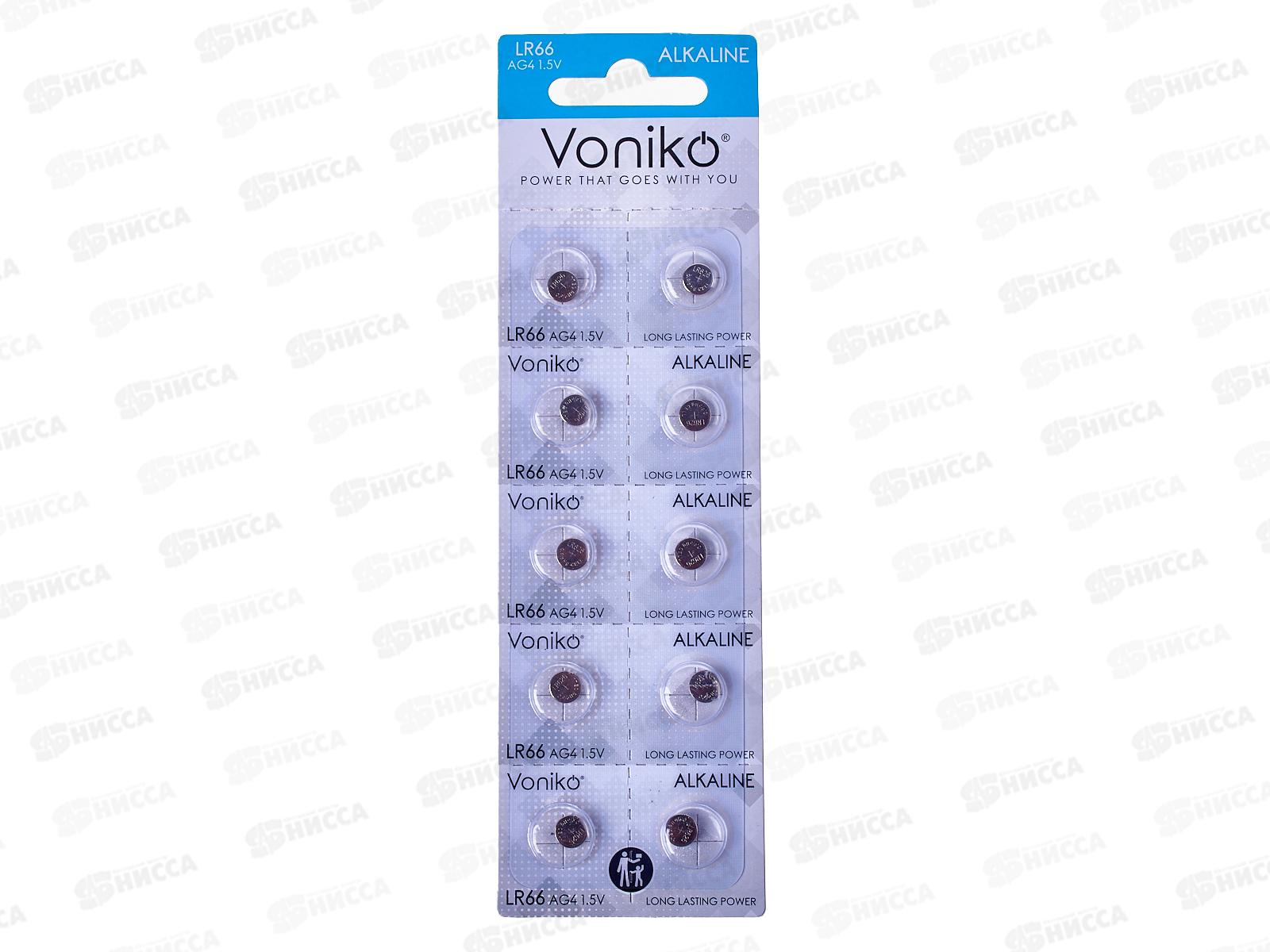 БатарейкаБатарейка VONIKO алкалиновая кнопочная AG4, 1.5В *10/200/3200