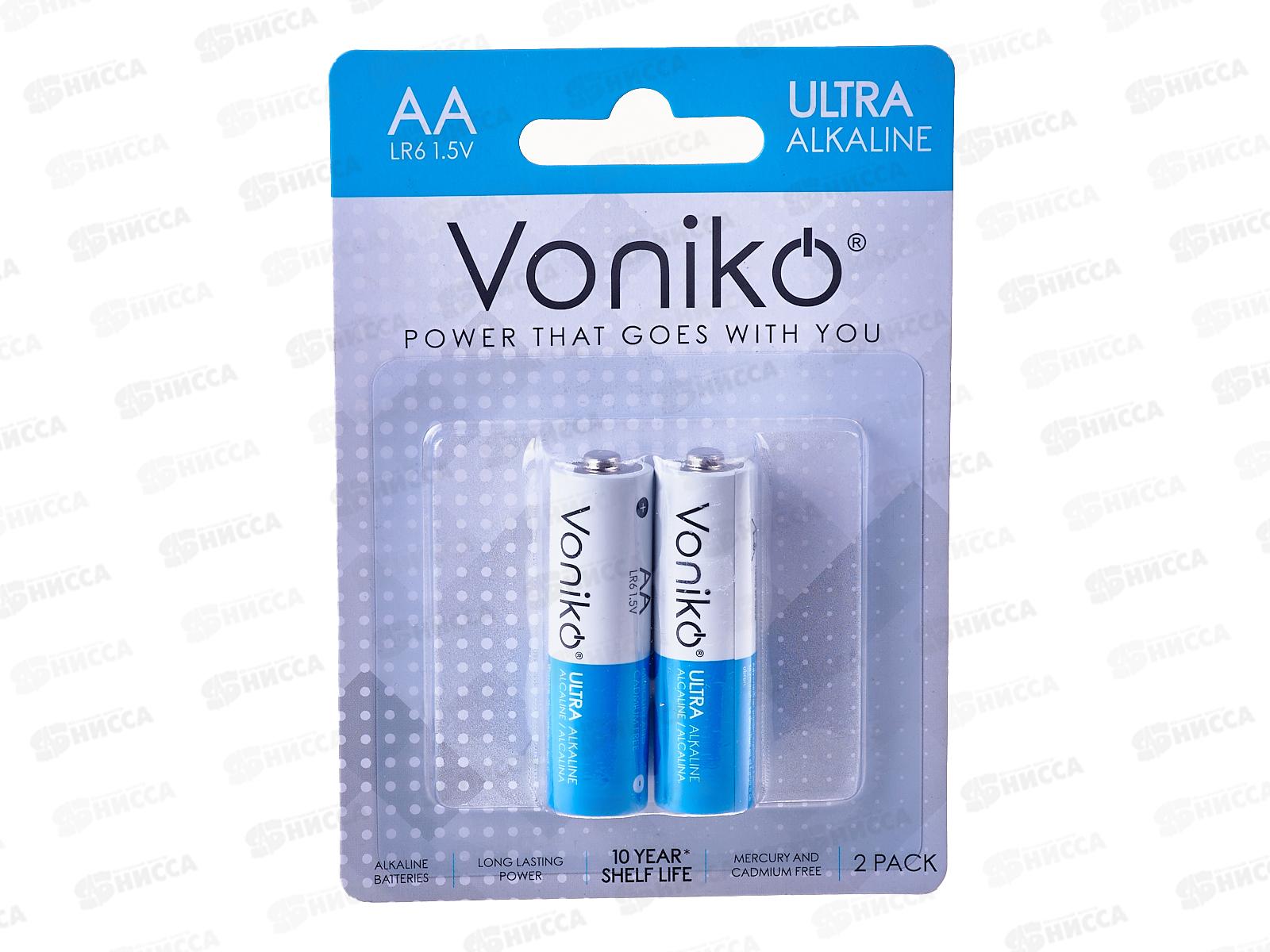 Батарейка VONIKO алкалиновая LR6 АА,  2шт на блистере *2/40/320