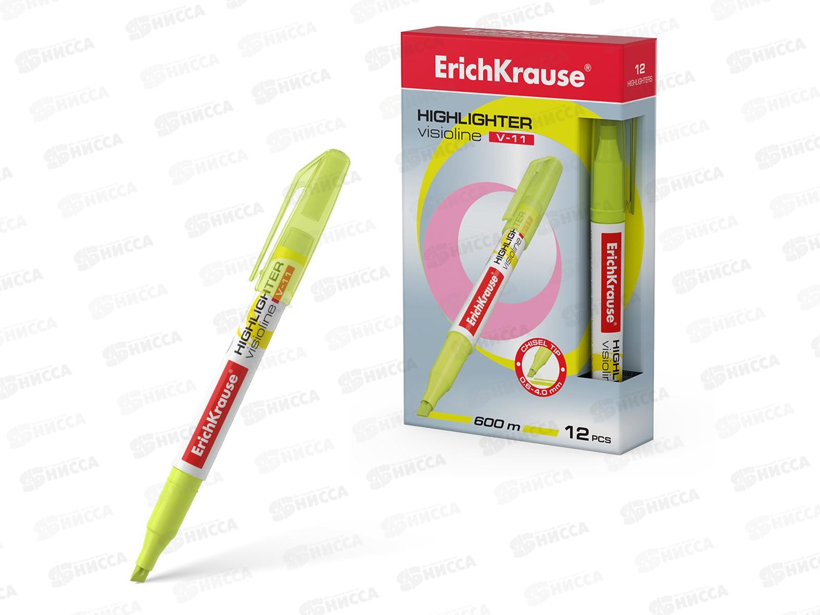 Маркер Erich Krause V-11 текстовый, желтый,56905 *12/144